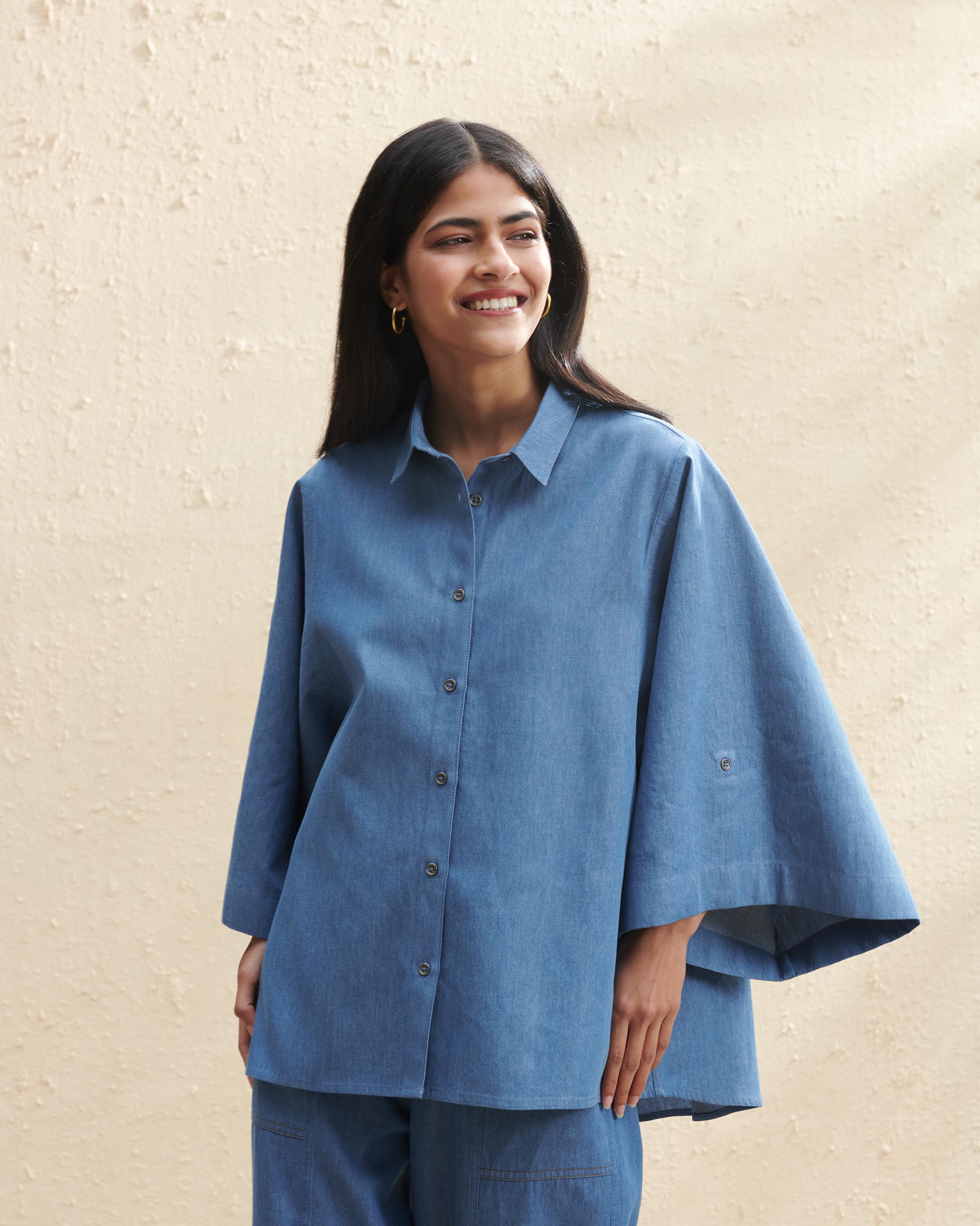 Drop Armhole Shirt - Blue