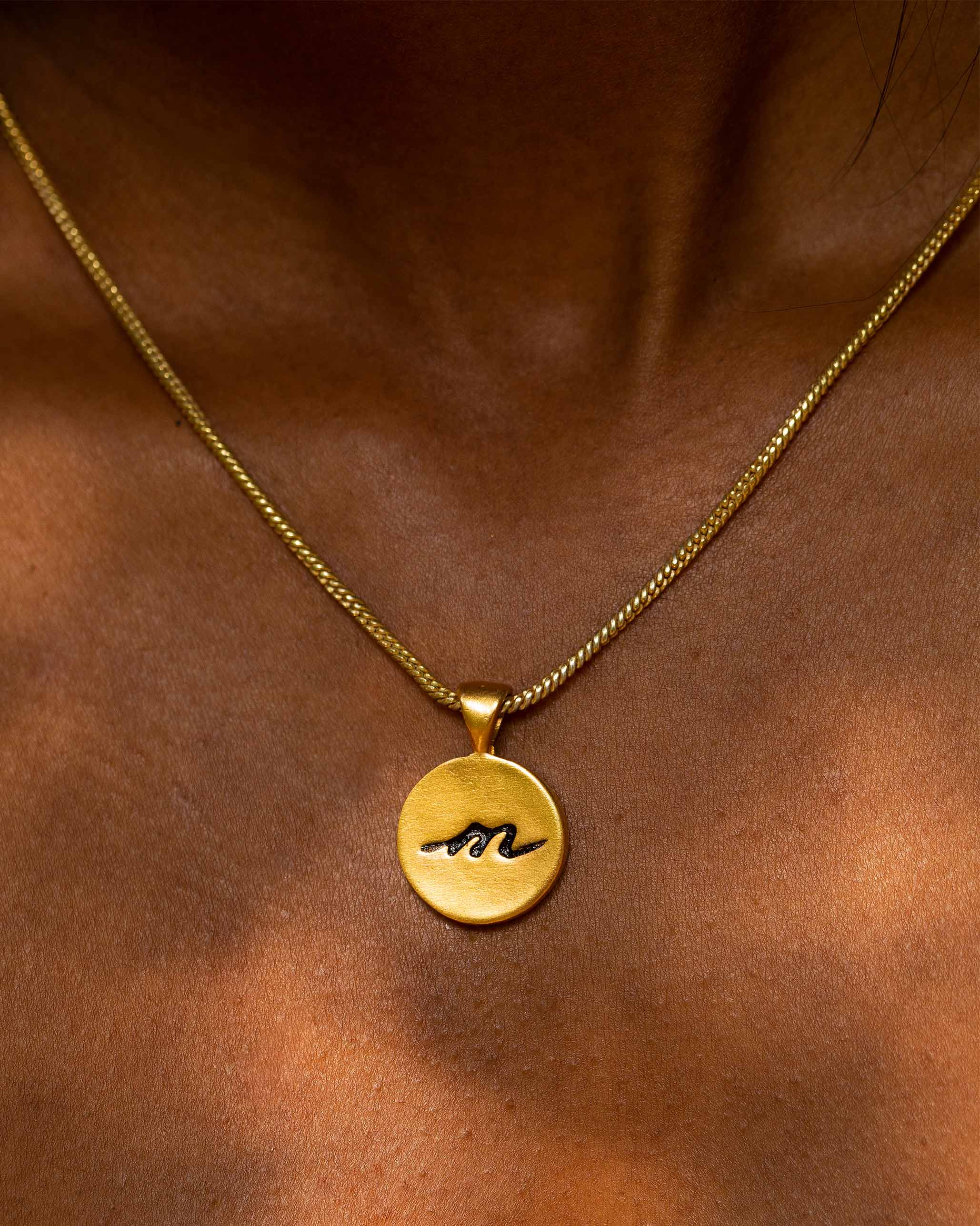 Alphabet M Charm- Black & Gold