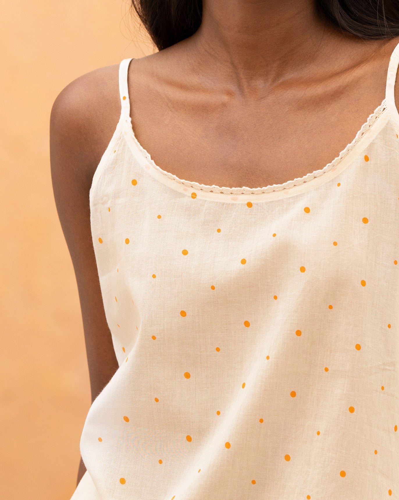 Crop Camisole - Ivory & Orange