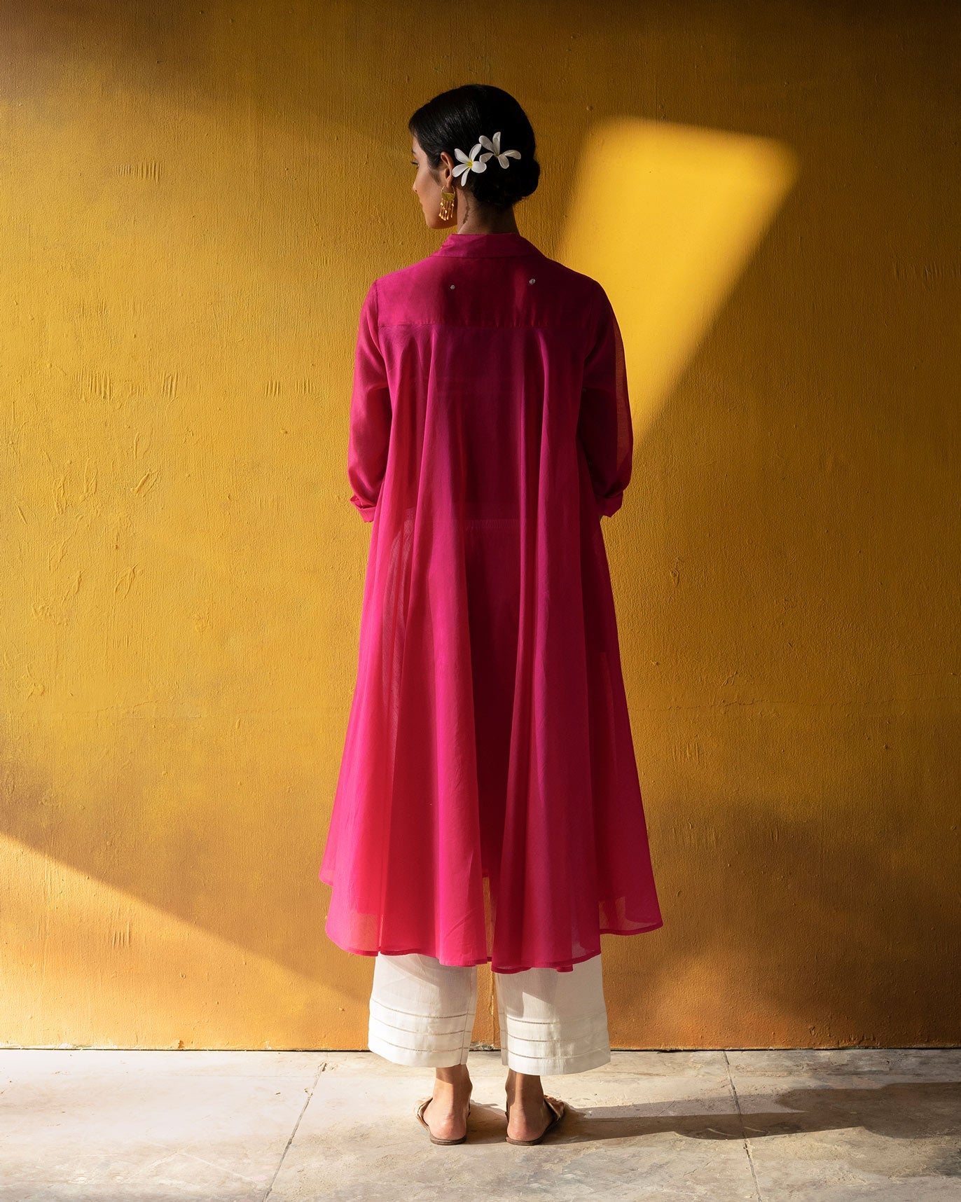 A-Line Kurta - Pink & Silver