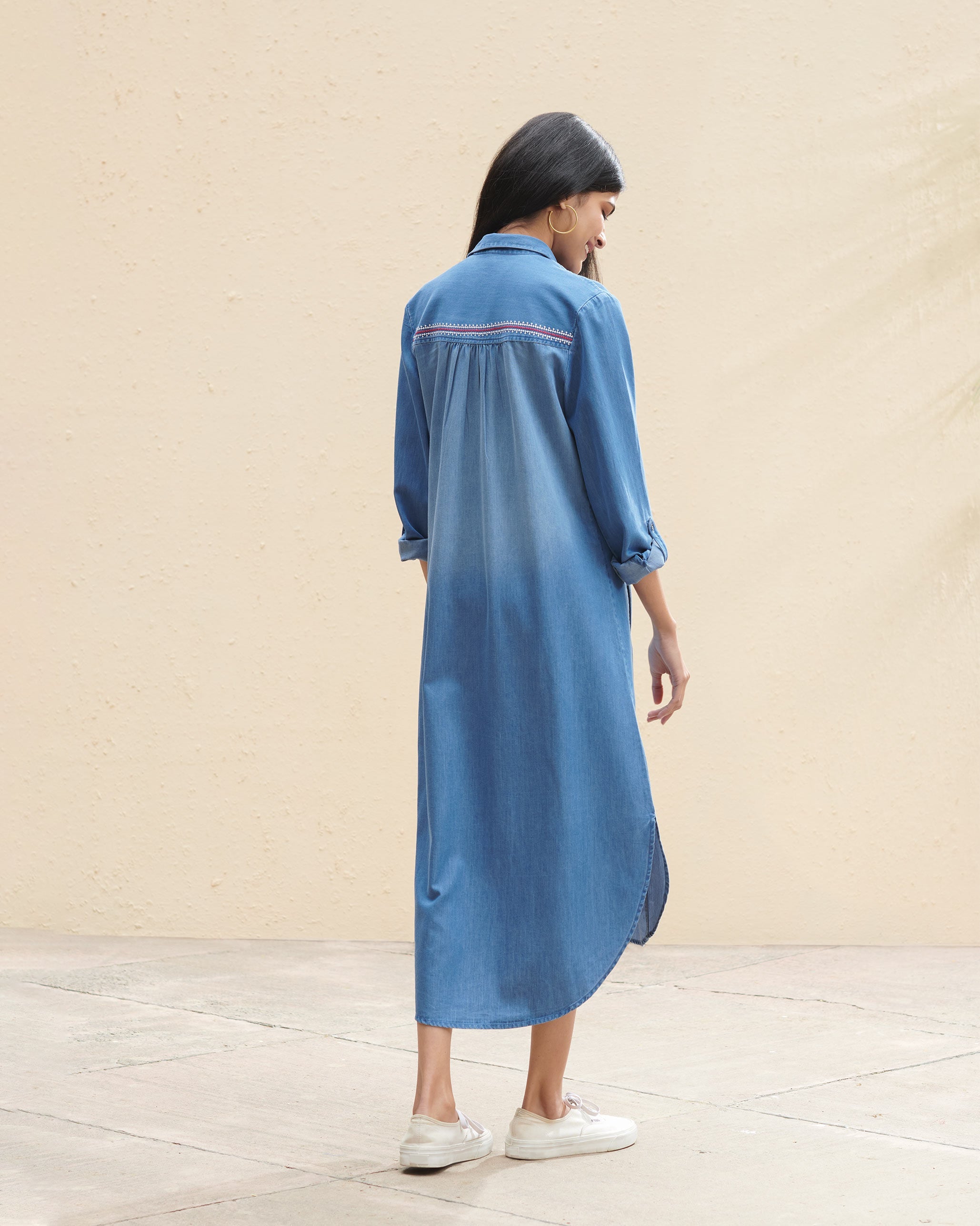 Pristine Long Shirt Dress - Blue