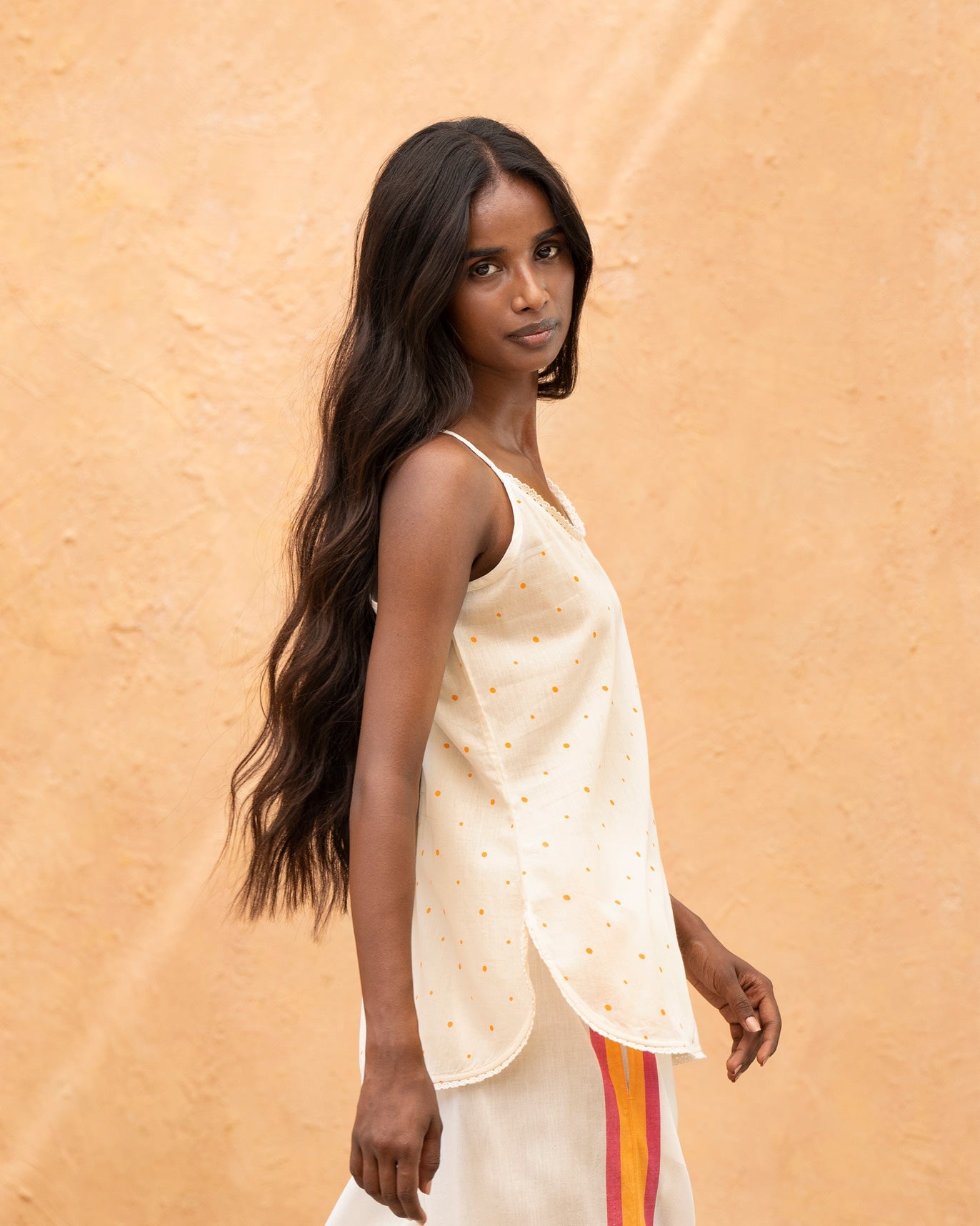 Crop Camisole - Ivory & Orange