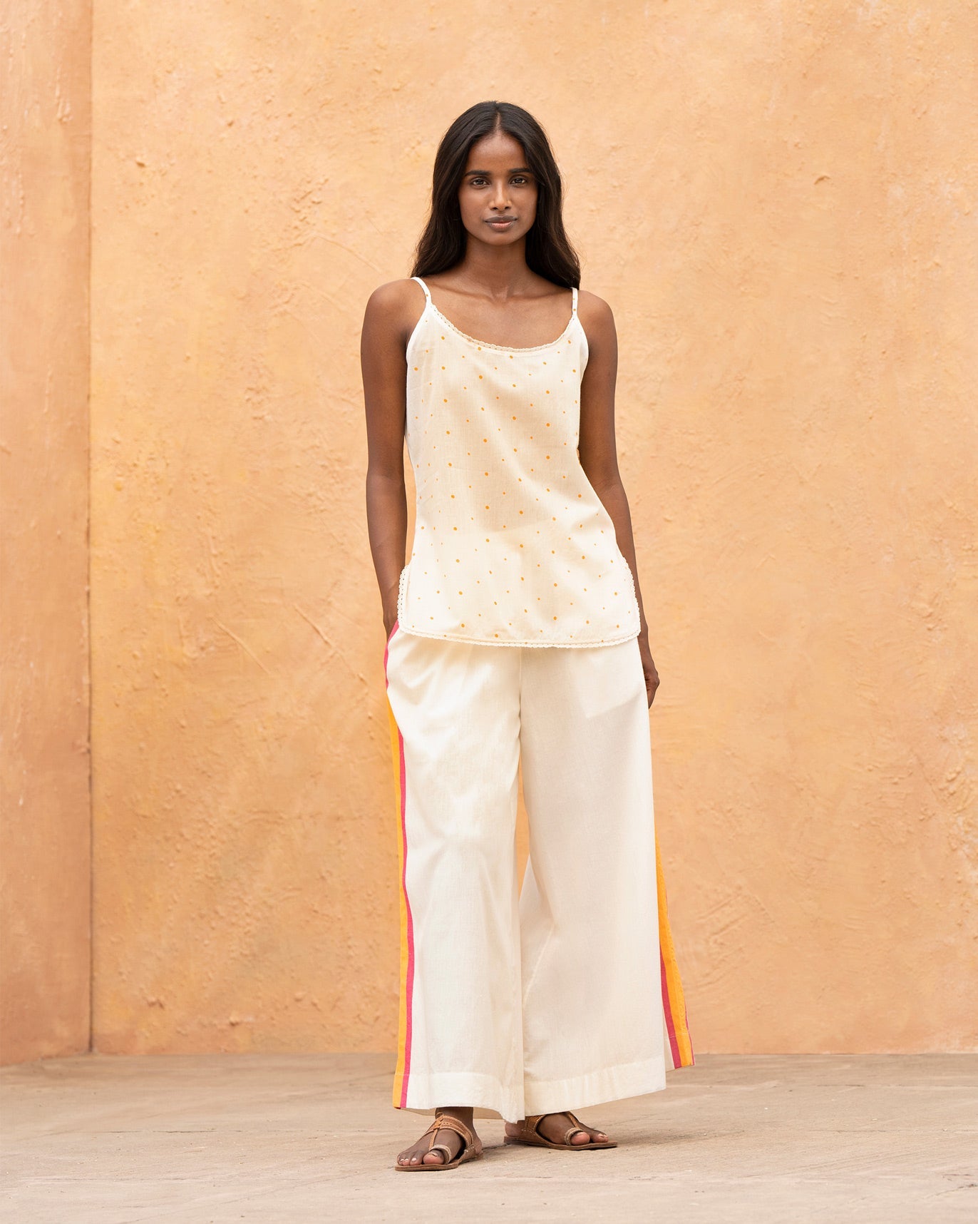 Crop Camisole - Ivory & Orange