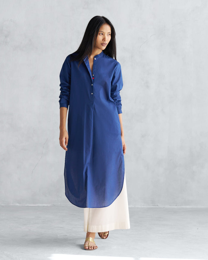 Basic Long Length Kurta - Navy
