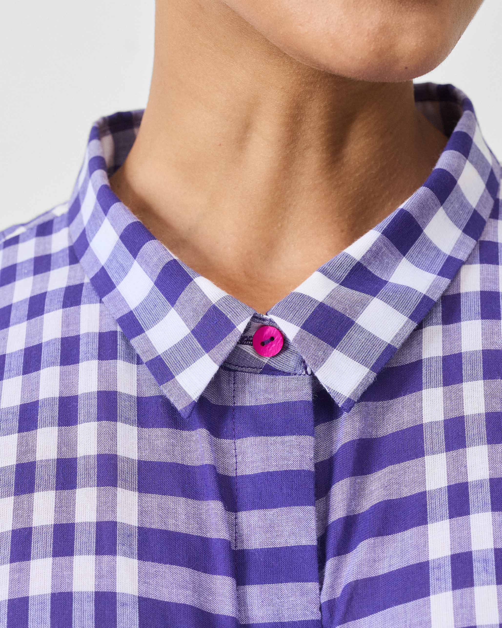 Treasure Kurta Set- Purple & White Checks