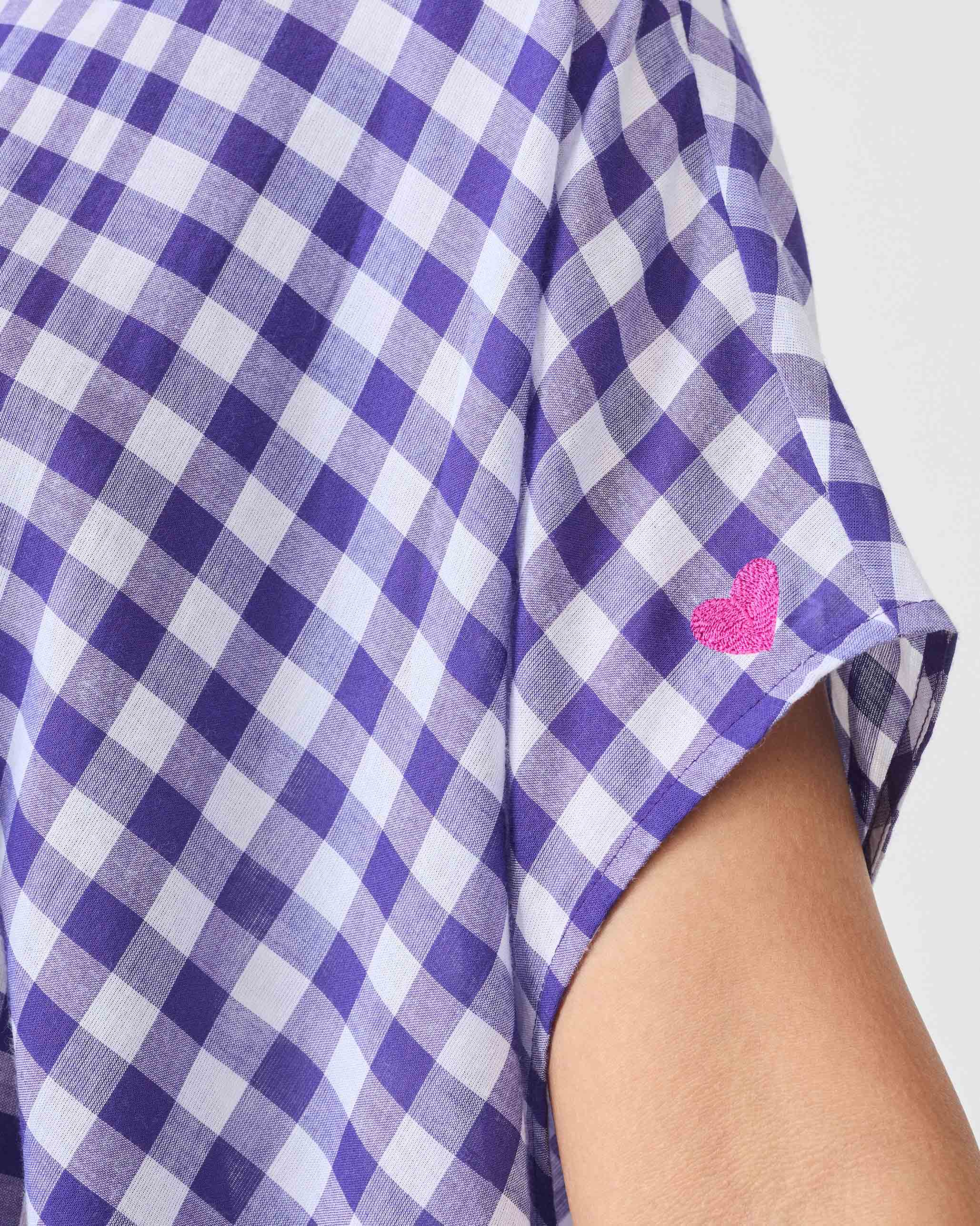 Treasure Kurta Set- Purple & White Checks