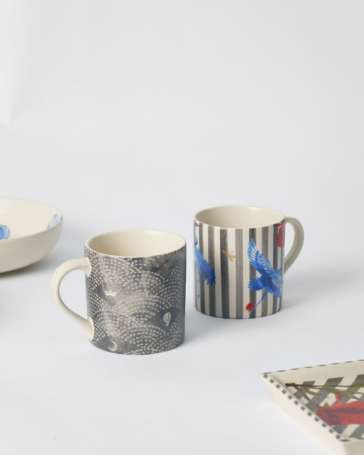 Striped Crane Straight Mug - Set of 2