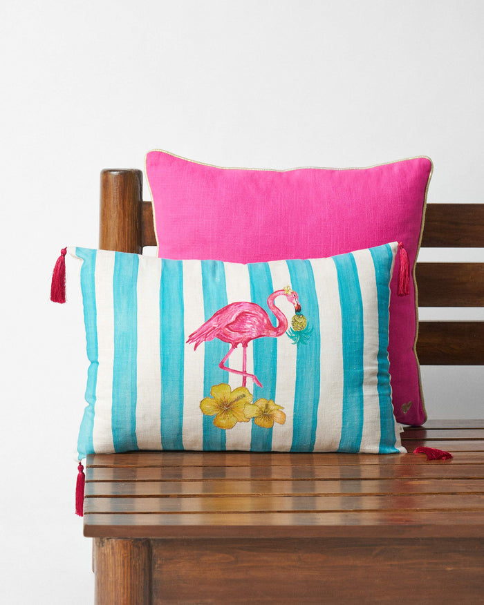 Flamingo Stripe Cushion Cover