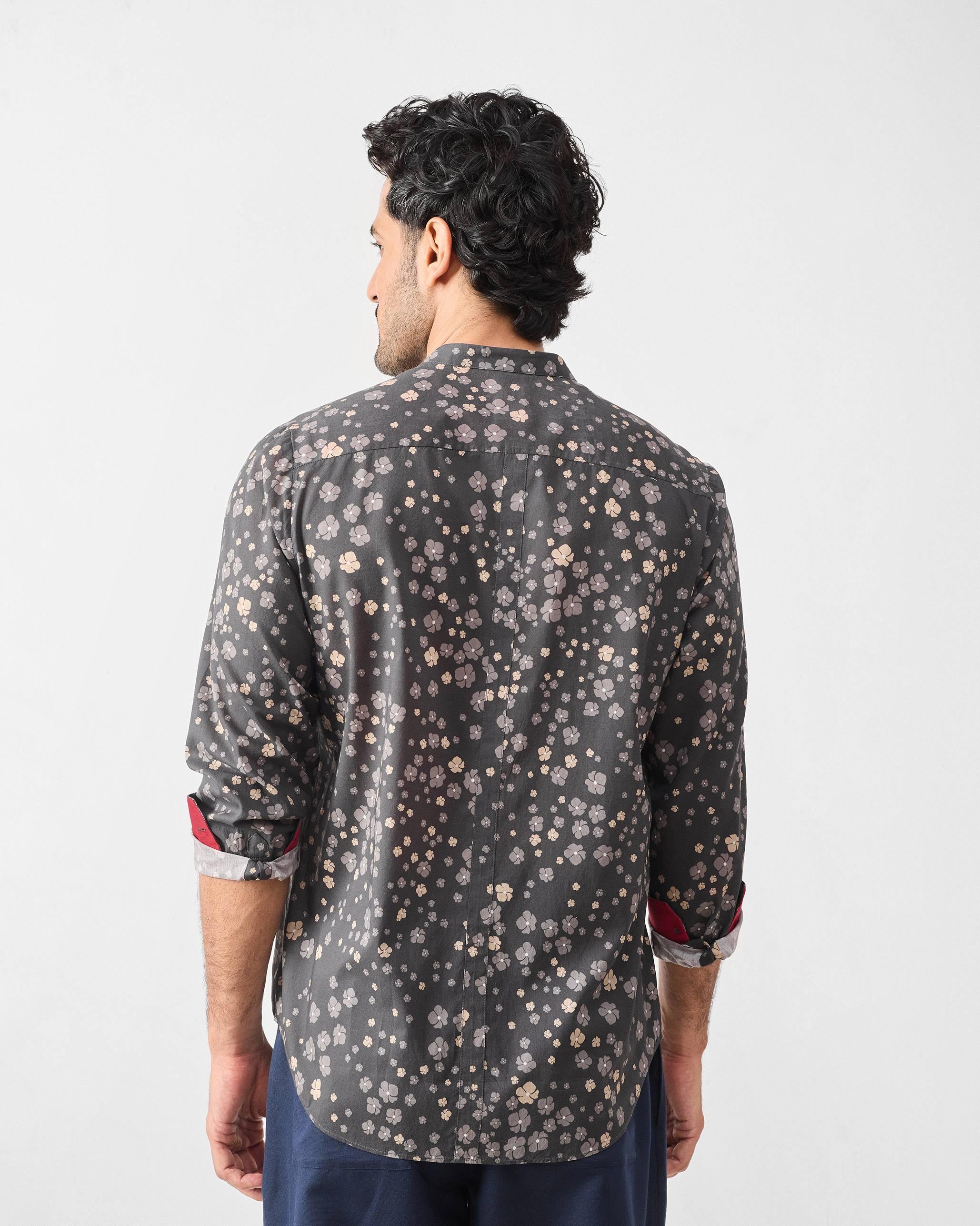Nawab Shirt - Charcoal Printed
