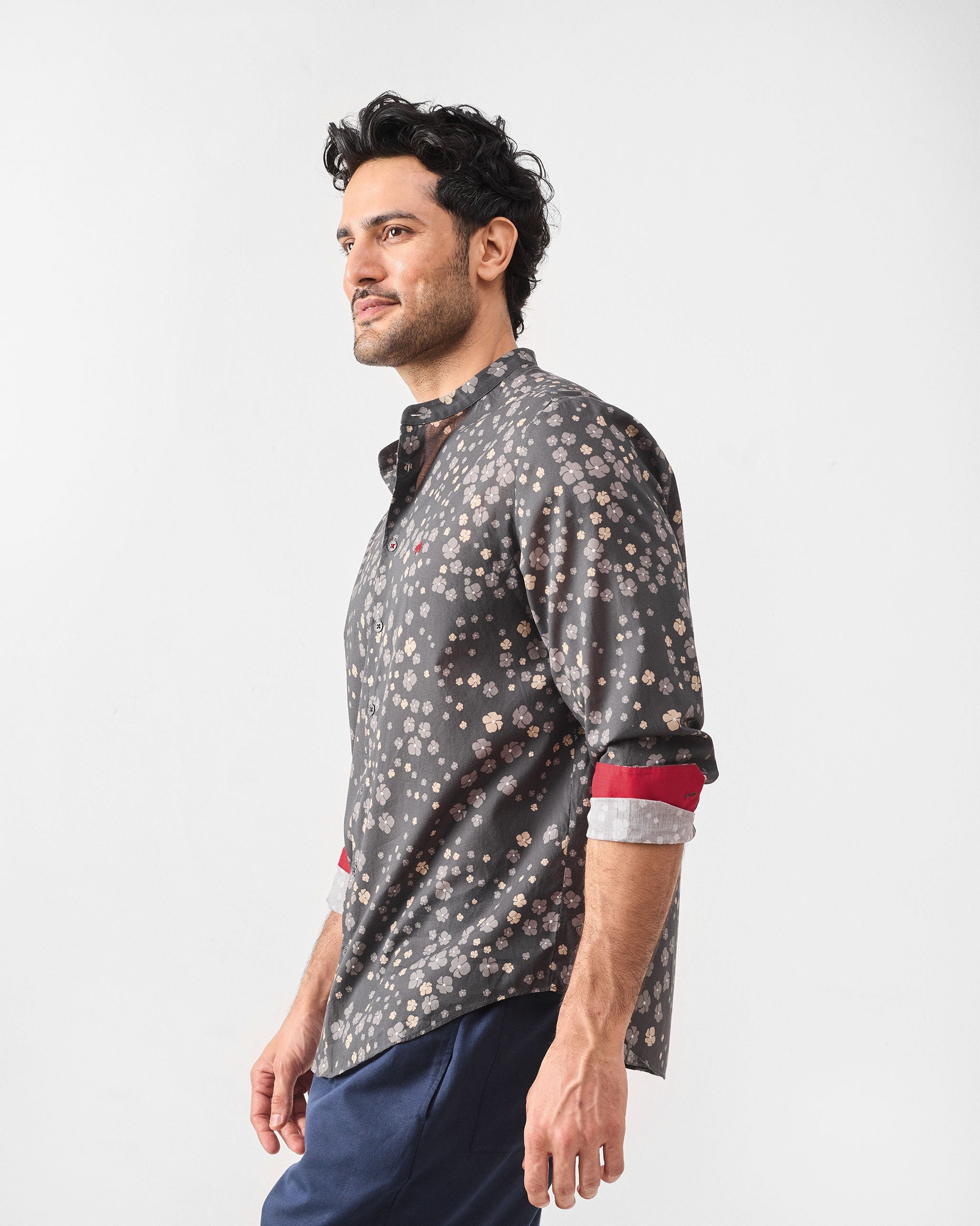 Nawab Shirt - Charcoal Printed