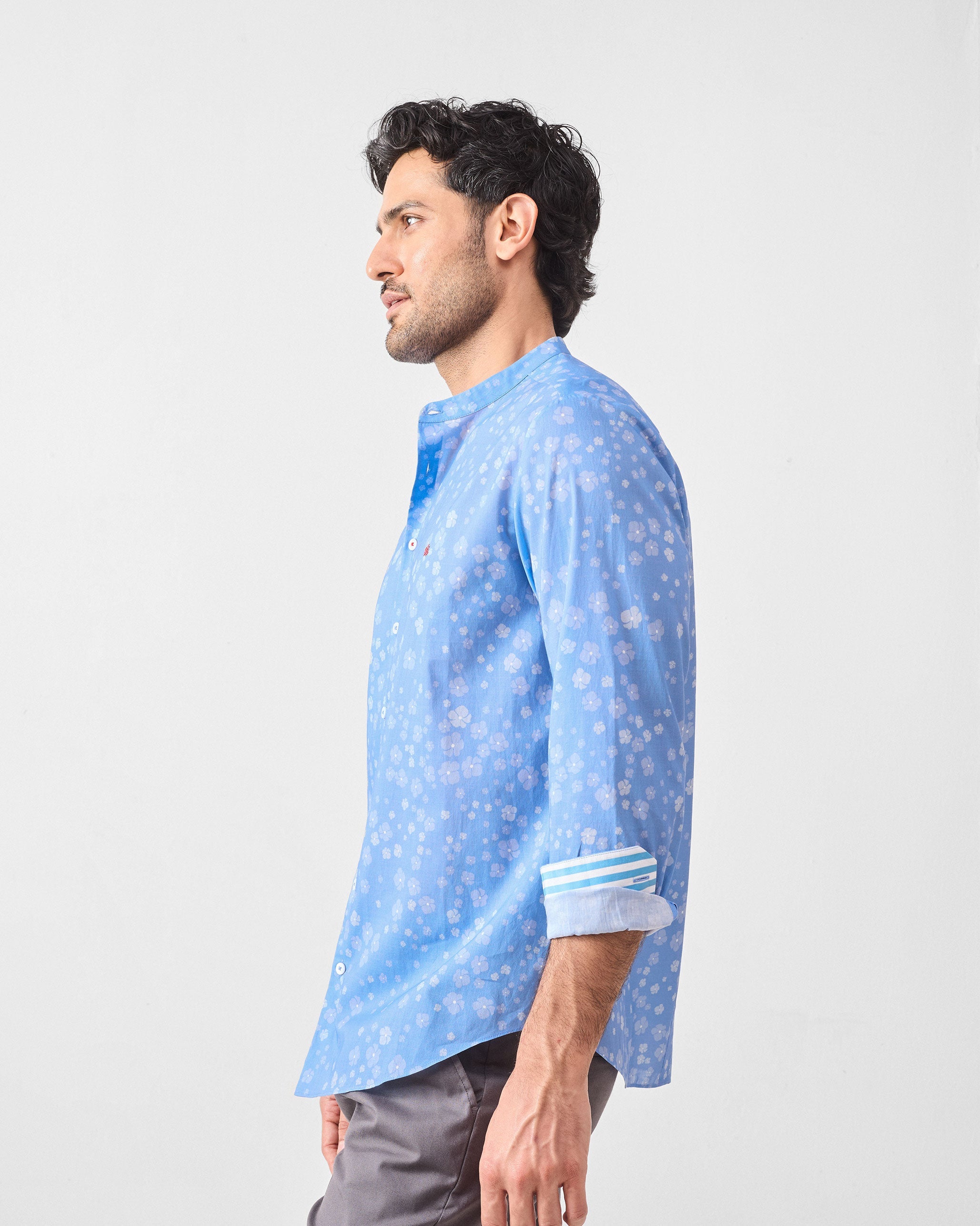 Nawab Shirt - Blue Printed