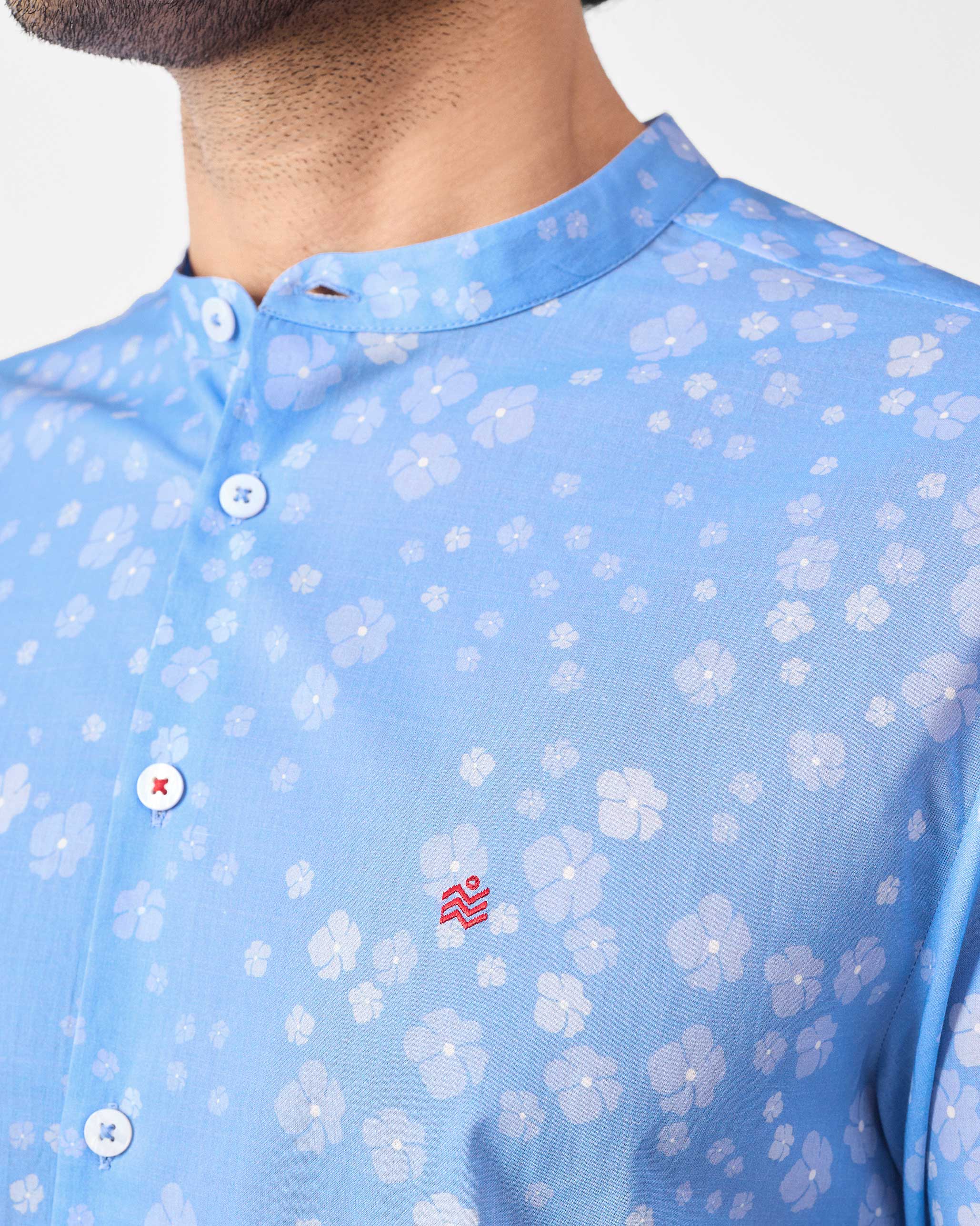 Nawab Shirt - Blue Printed