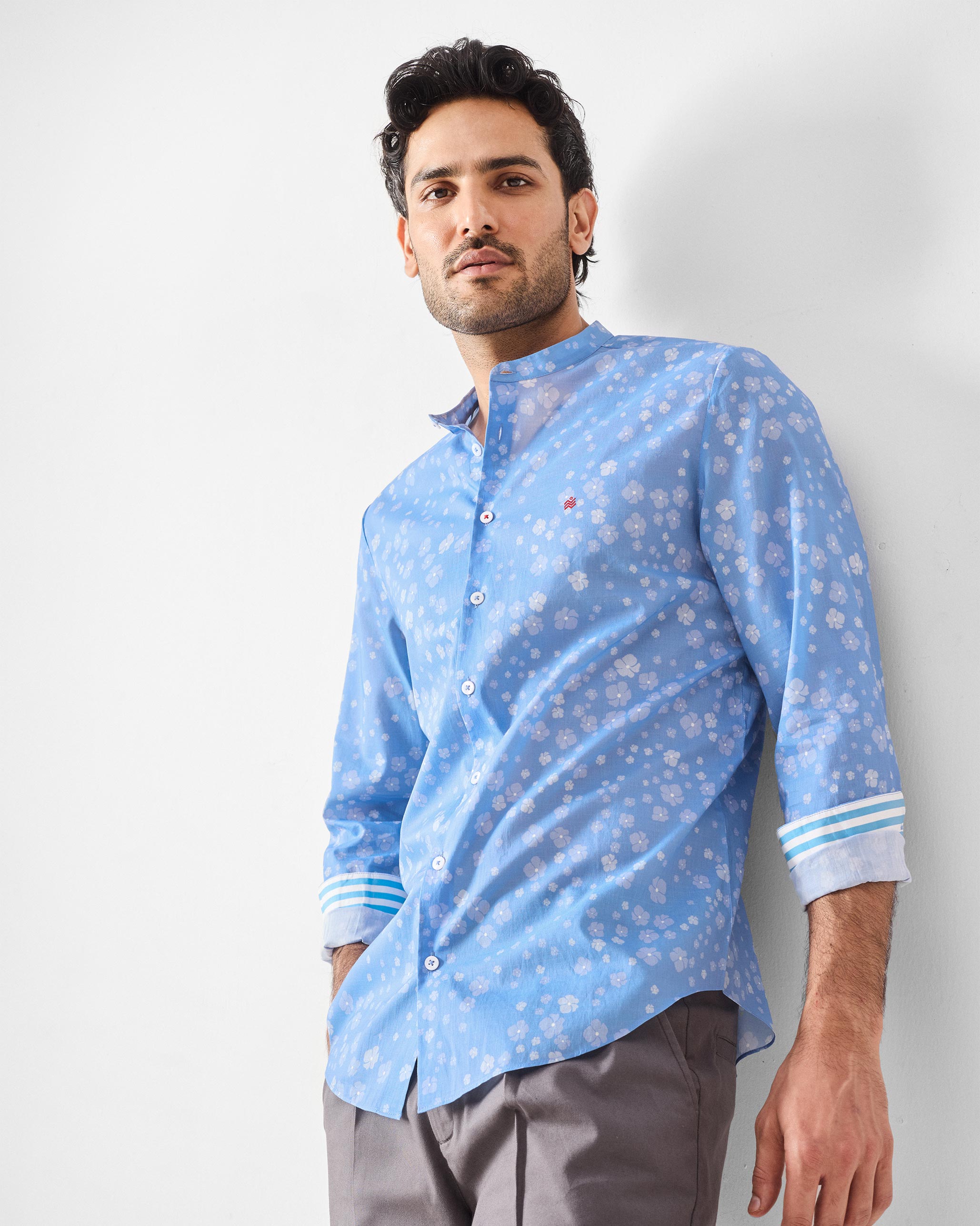 Nawab Shirt - Blue Printed