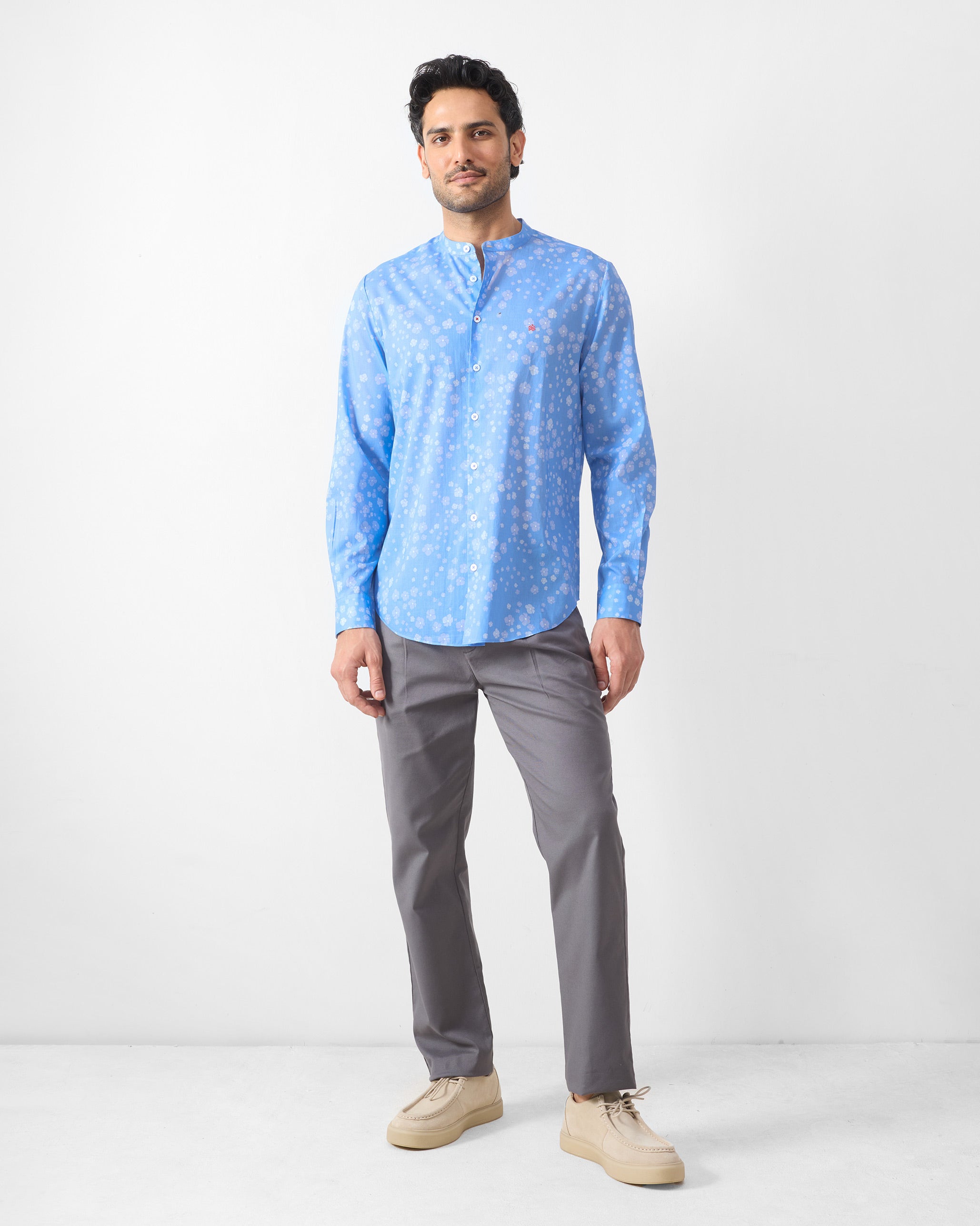 Nawab Shirt - Blue Printed