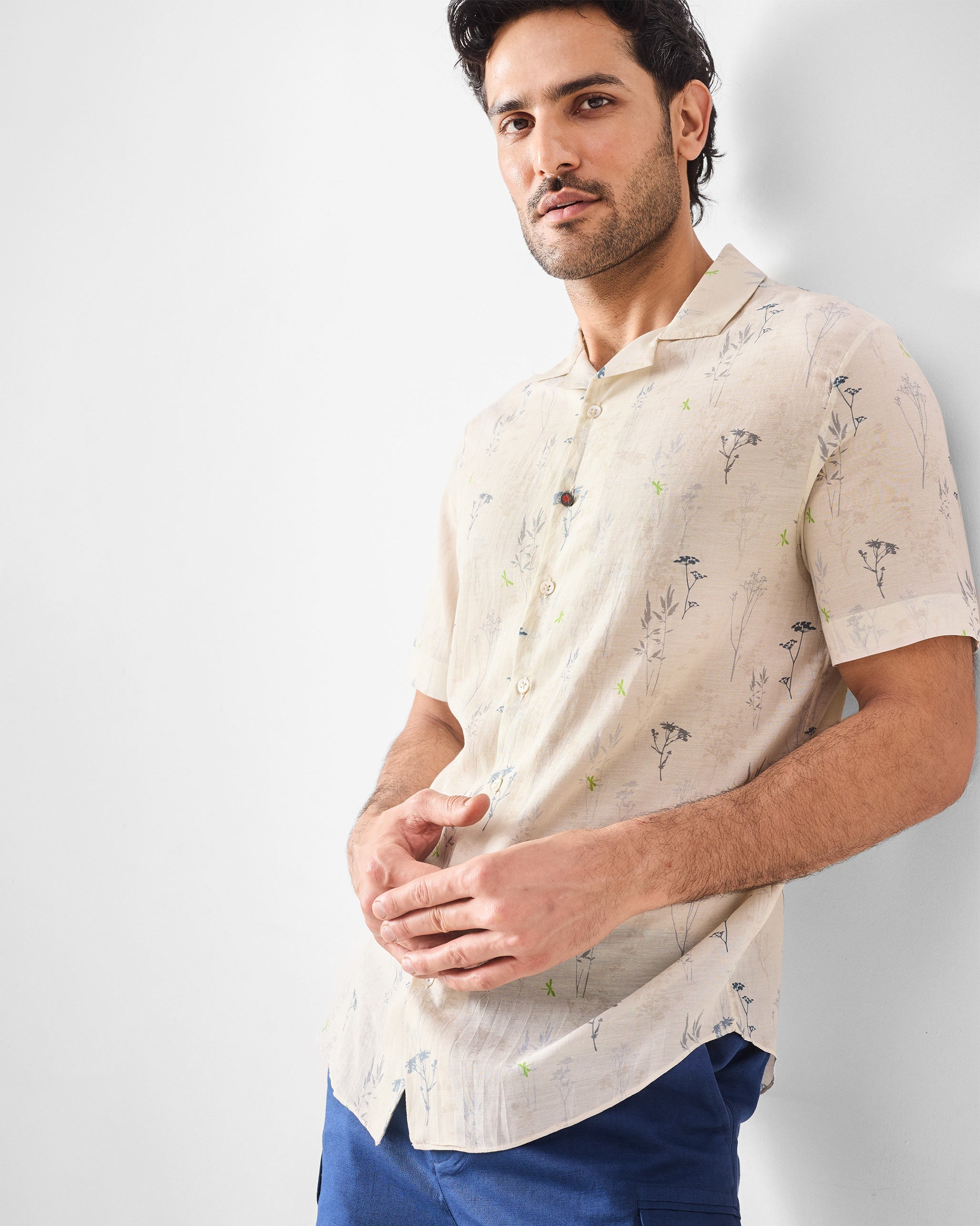 Mistari Shirt - Grey Printed