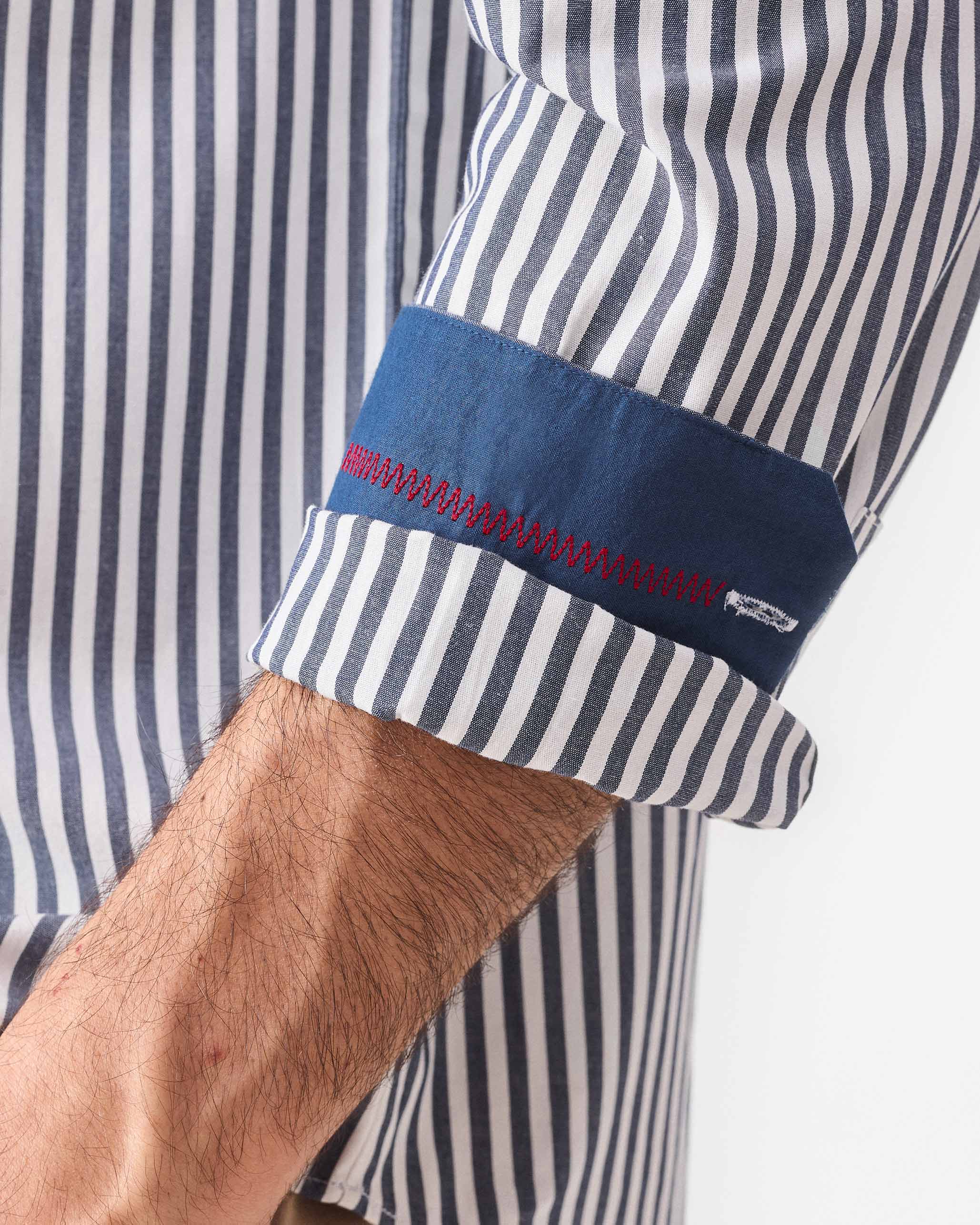 Nawab Shirt - Navy & White Stripes