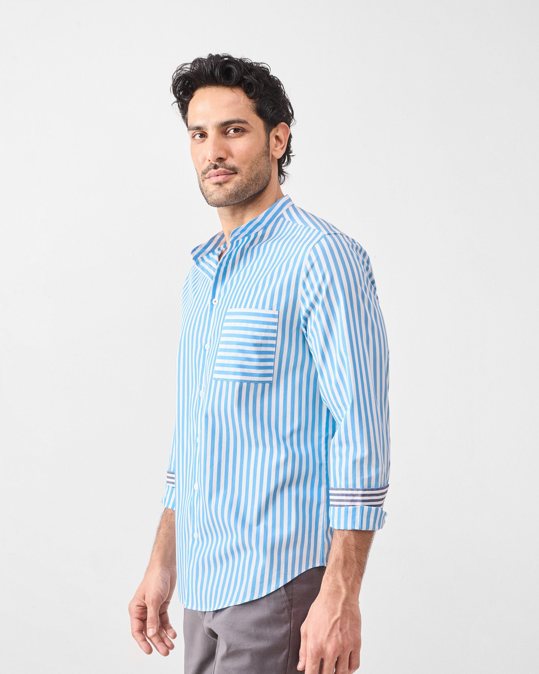 Ross Shirt - Blue & White Stripes