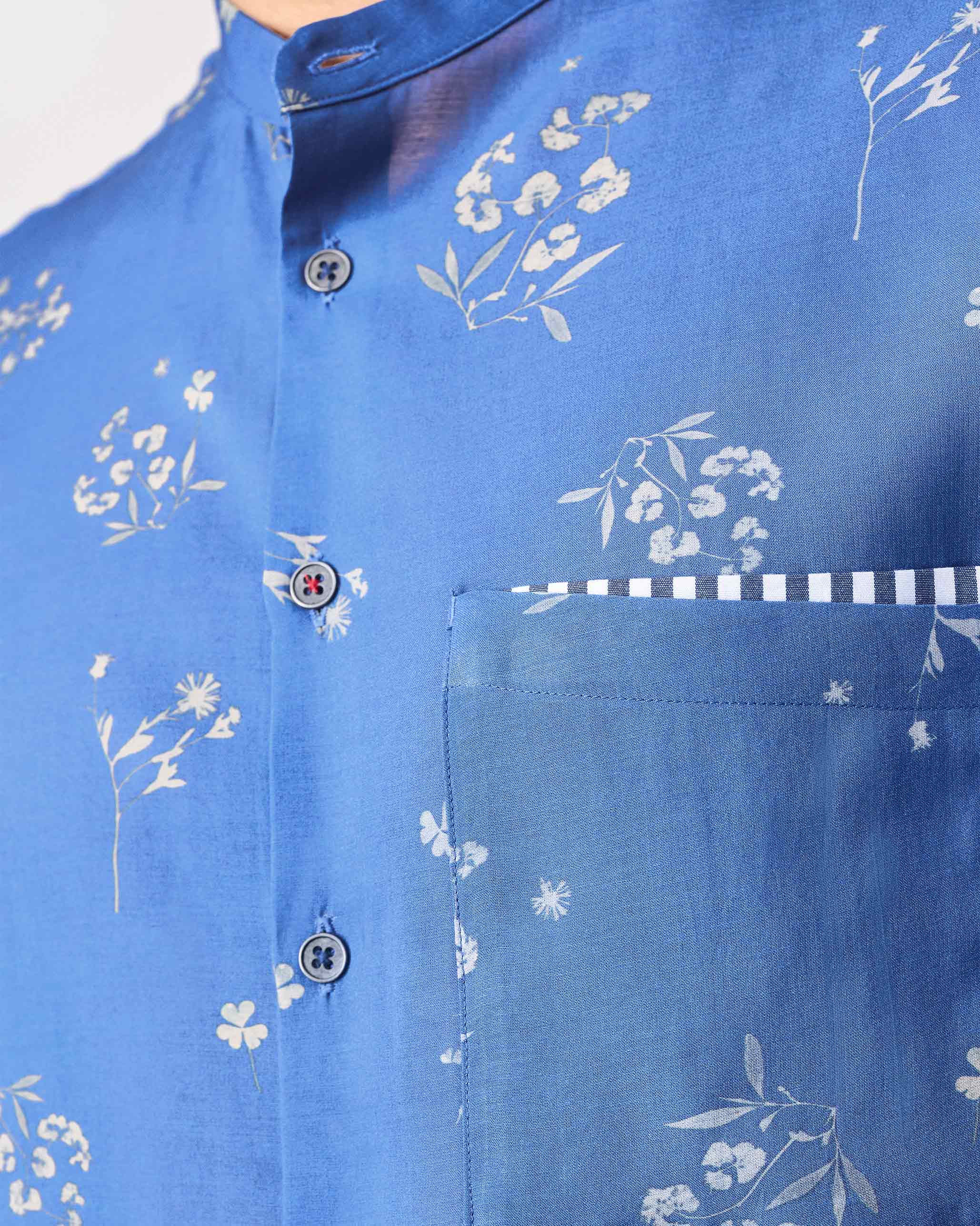 Myanmar Shirt - Navy Printed