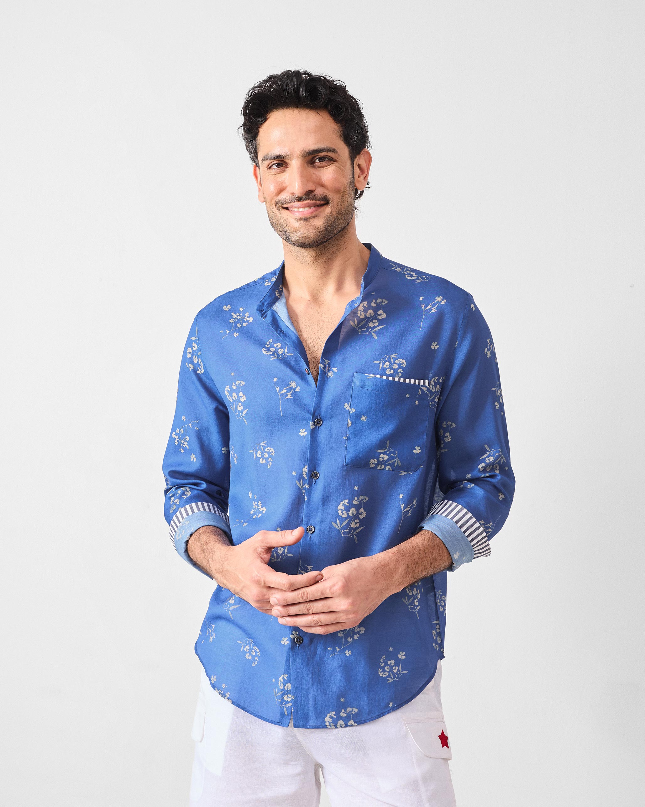 Myanmar Shirt - Navy Printed