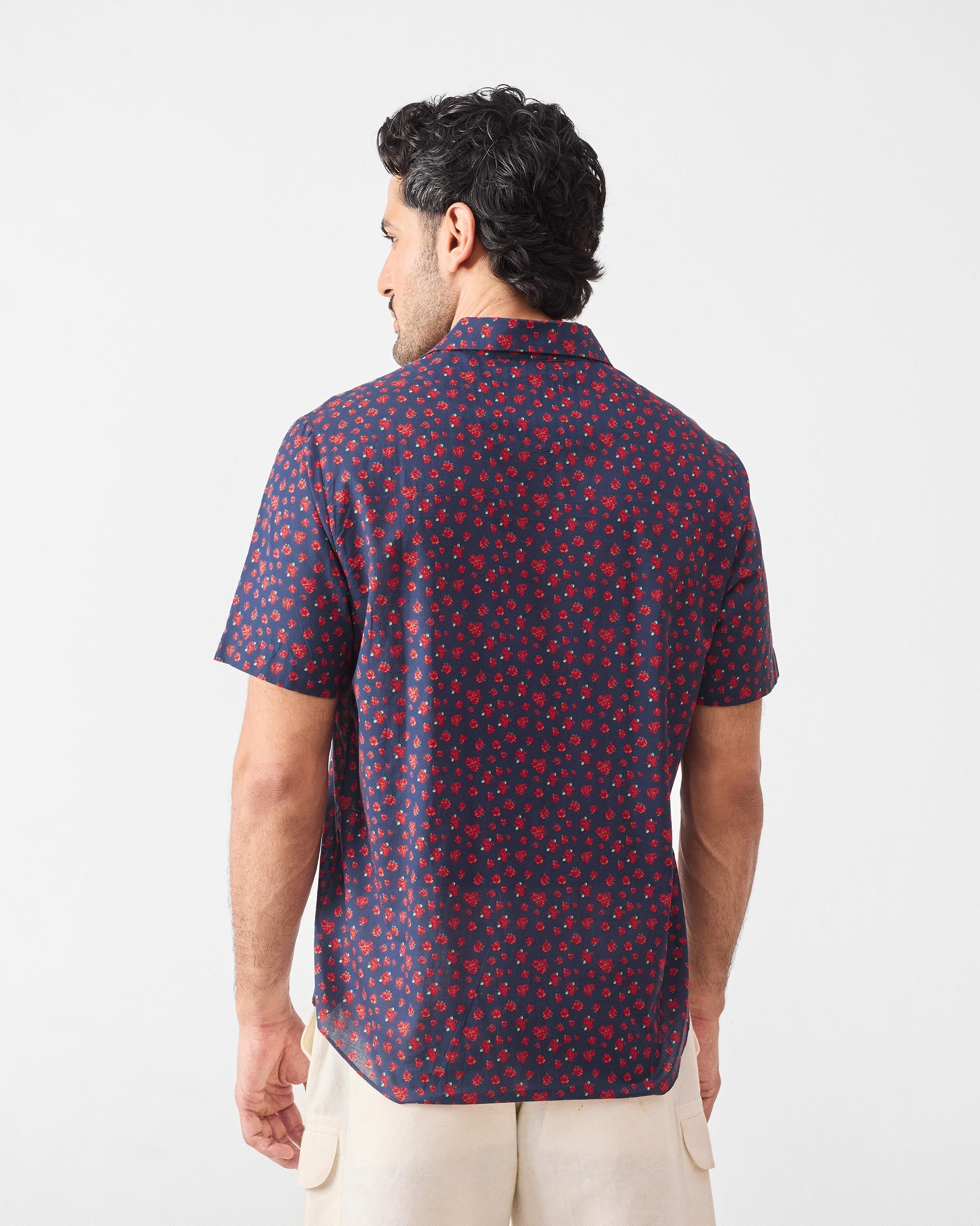 Mistari Shirt - Navy Printed