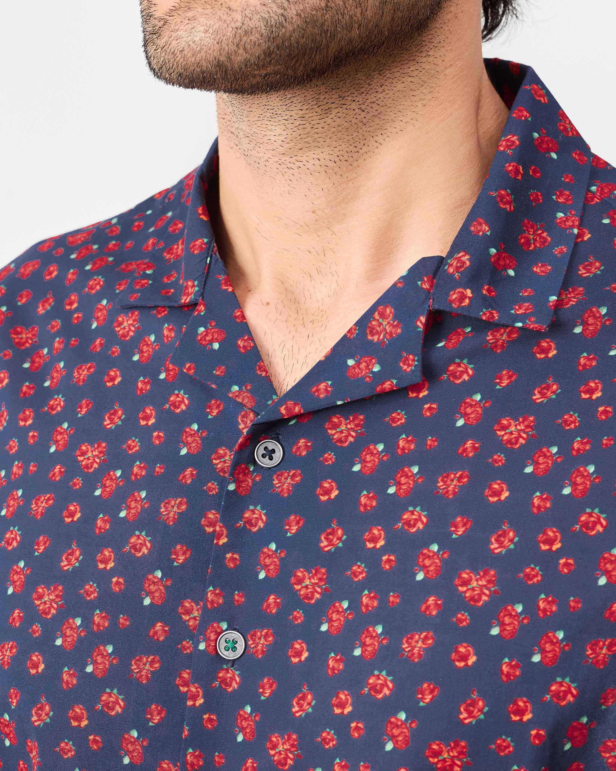 Mistari Shirt - Navy Printed