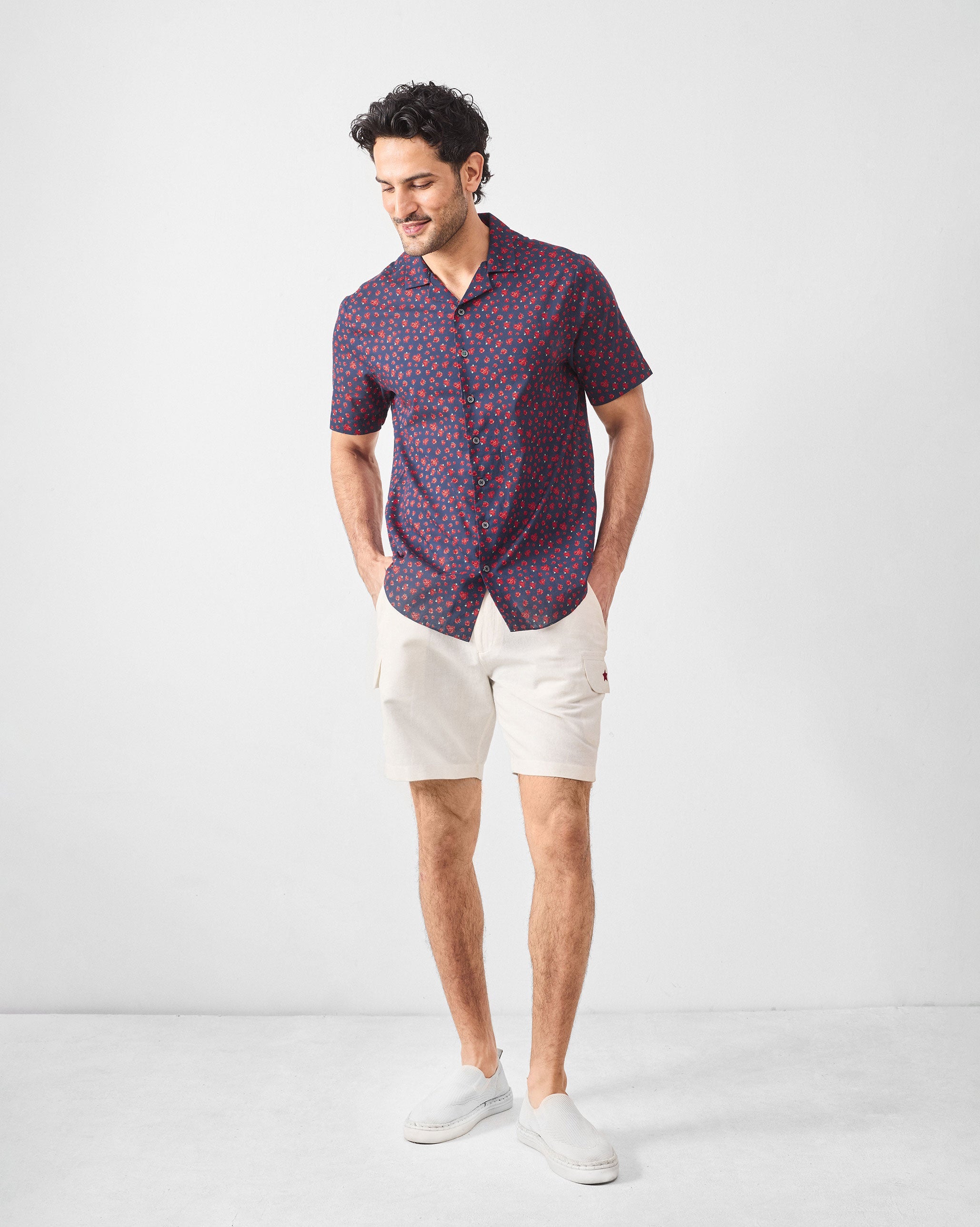 Mistari Shirt - Navy Printed