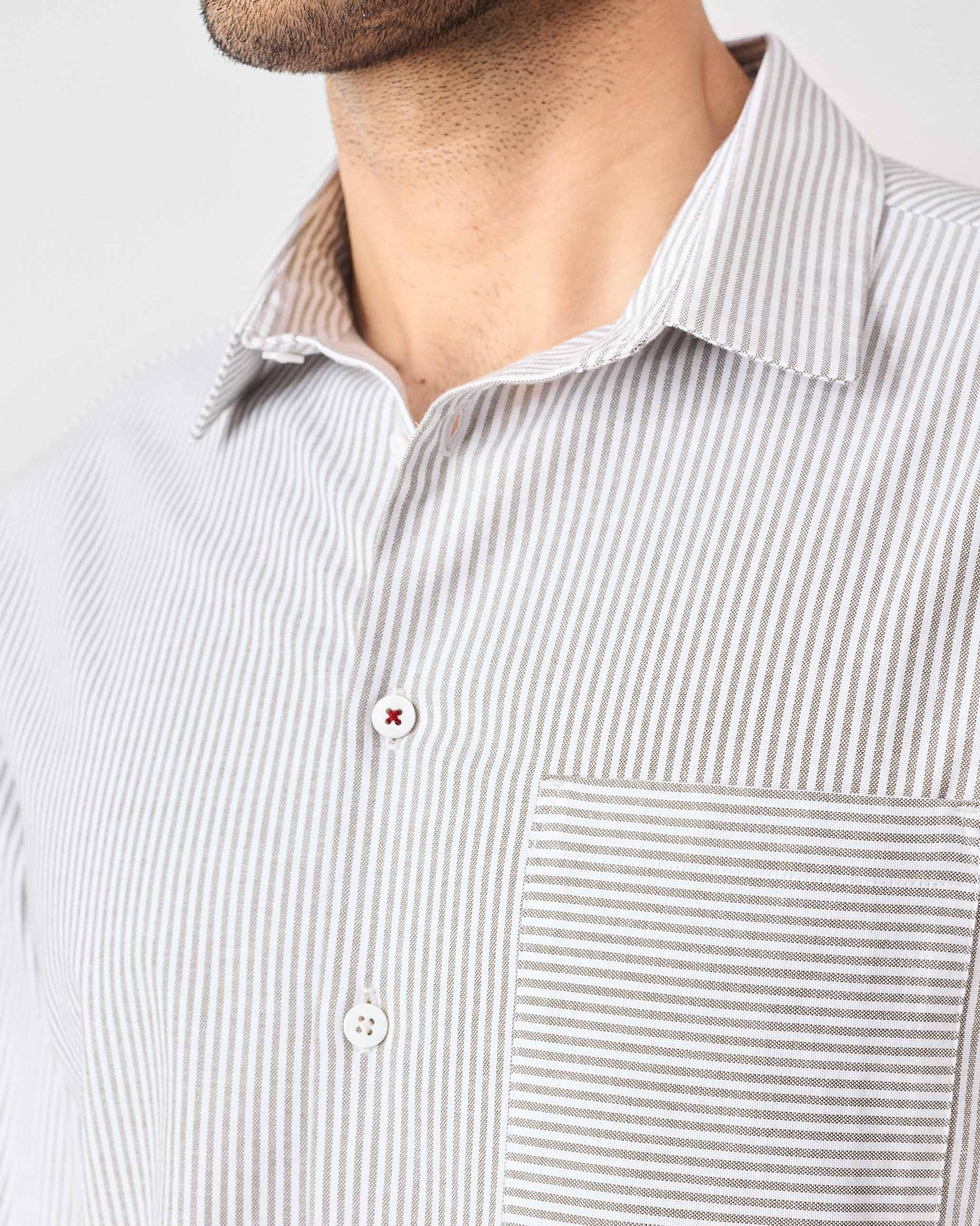 Zulu Shirt - Olive & White Stripes