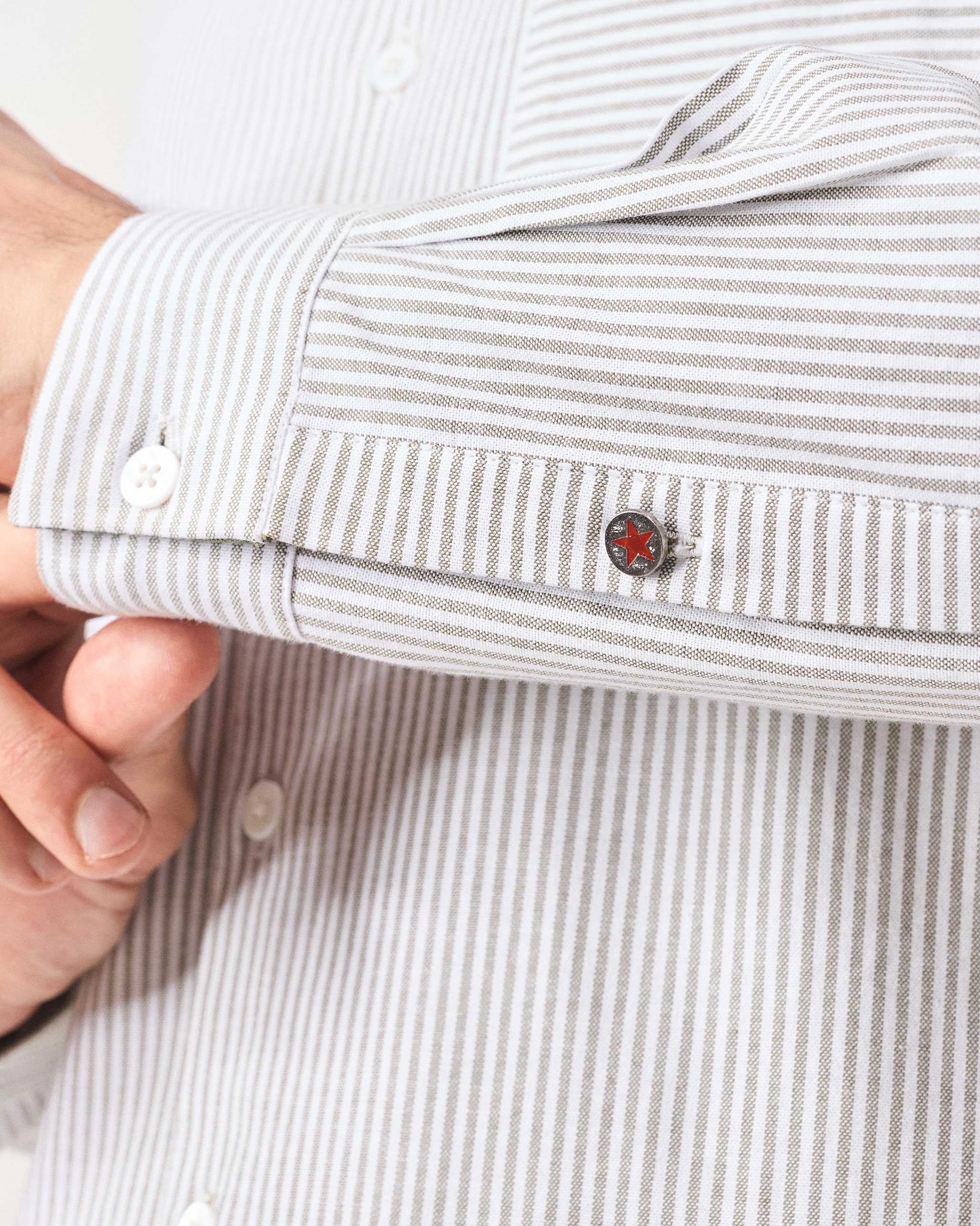 Zulu Shirt - Olive & White Stripes