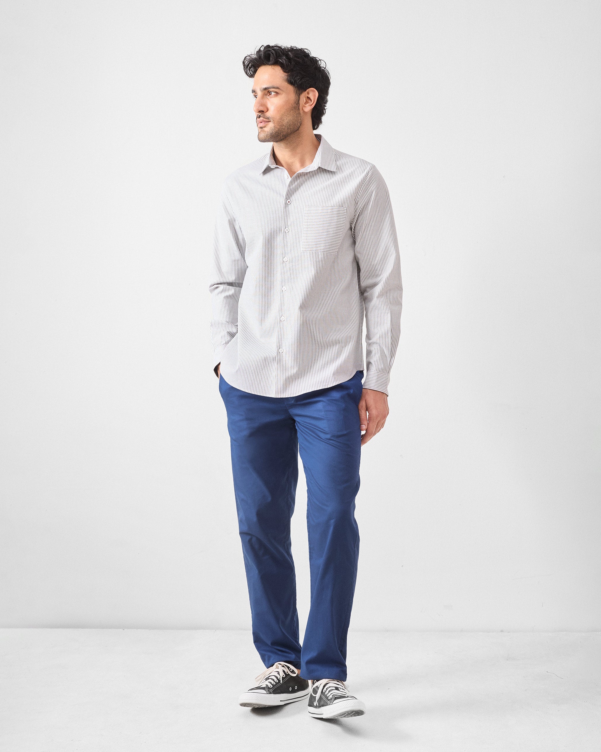 Zulu Shirt - Olive & White Stripes