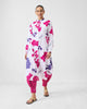 Basic Long Length Kurta - White & Purple Printed