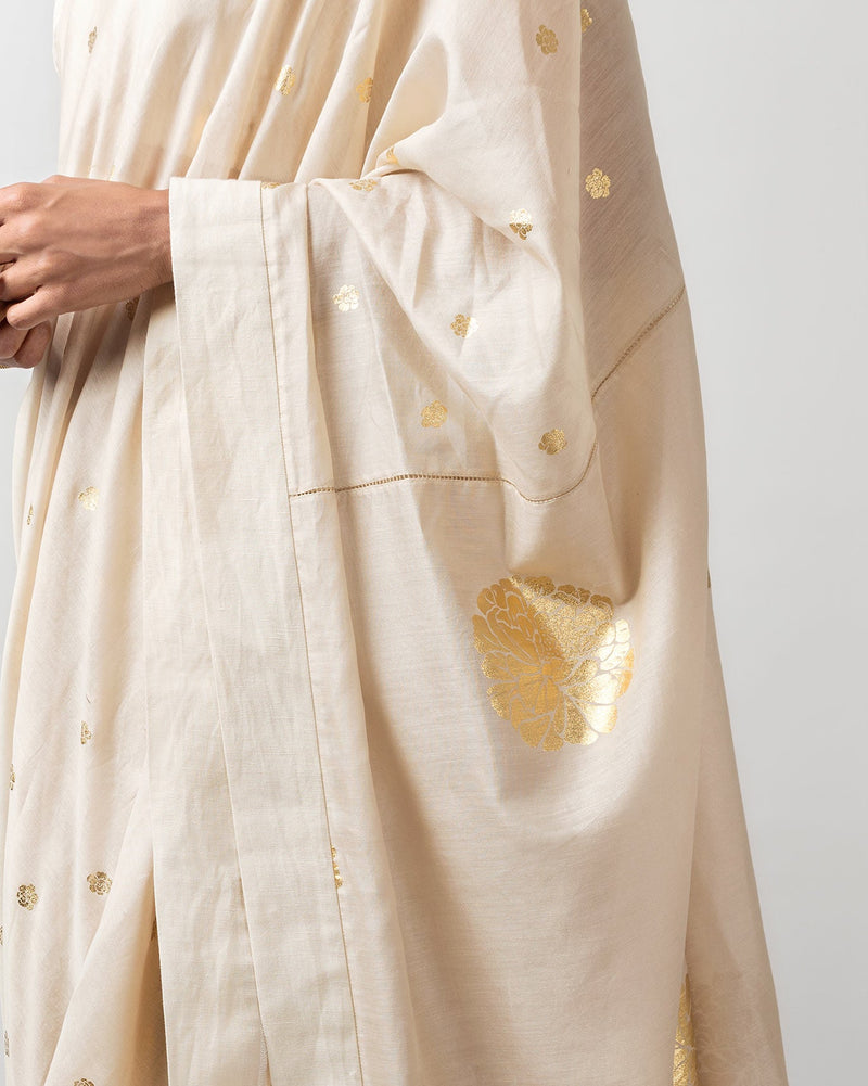 Autumn Bloom Sari - Taupe