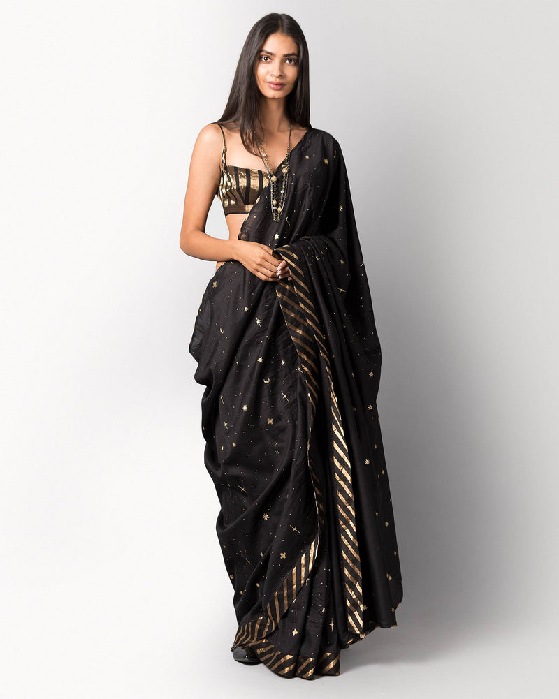 Starry Night Sari - Black