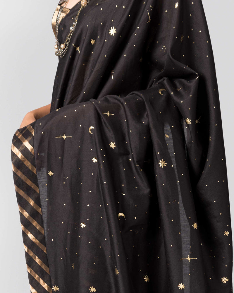 Starry Night Sari - Black