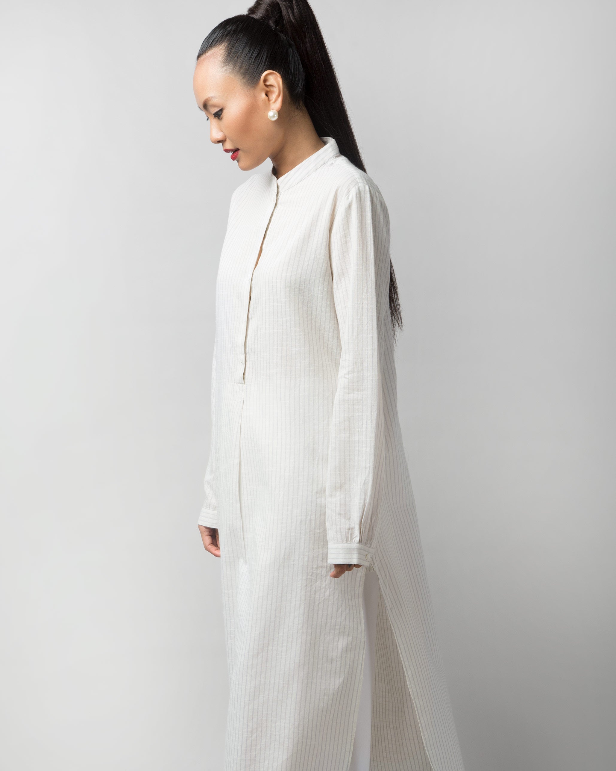 Classic Long-Length Kurta - Grey