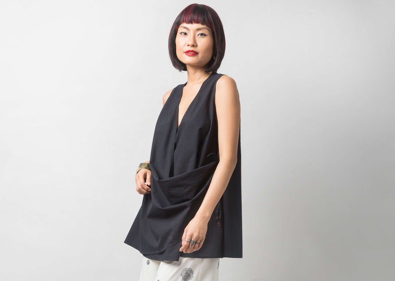 Wrap-front Top - Black