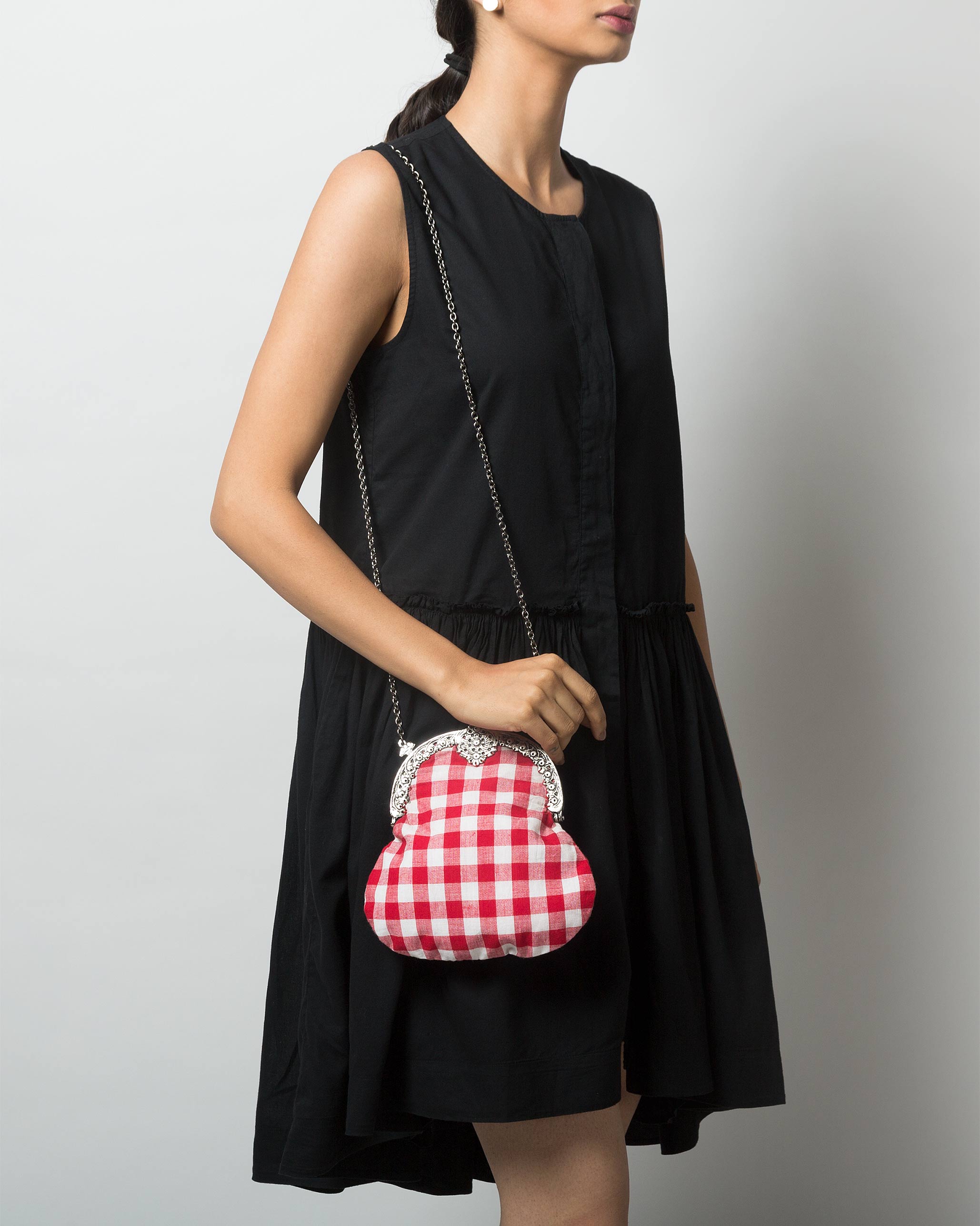 Gingham Red Clutch