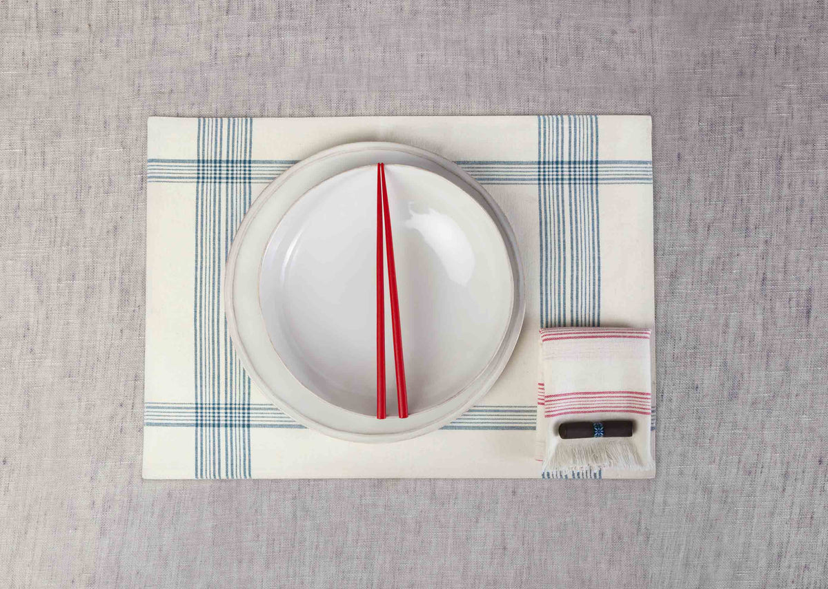 Riku Placemat (Set of 2) - Ivory & Blue