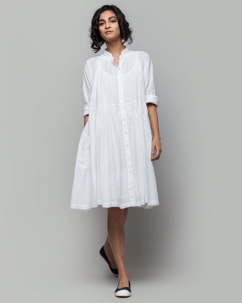 Miya Button-front Plain Dress & Slip Set