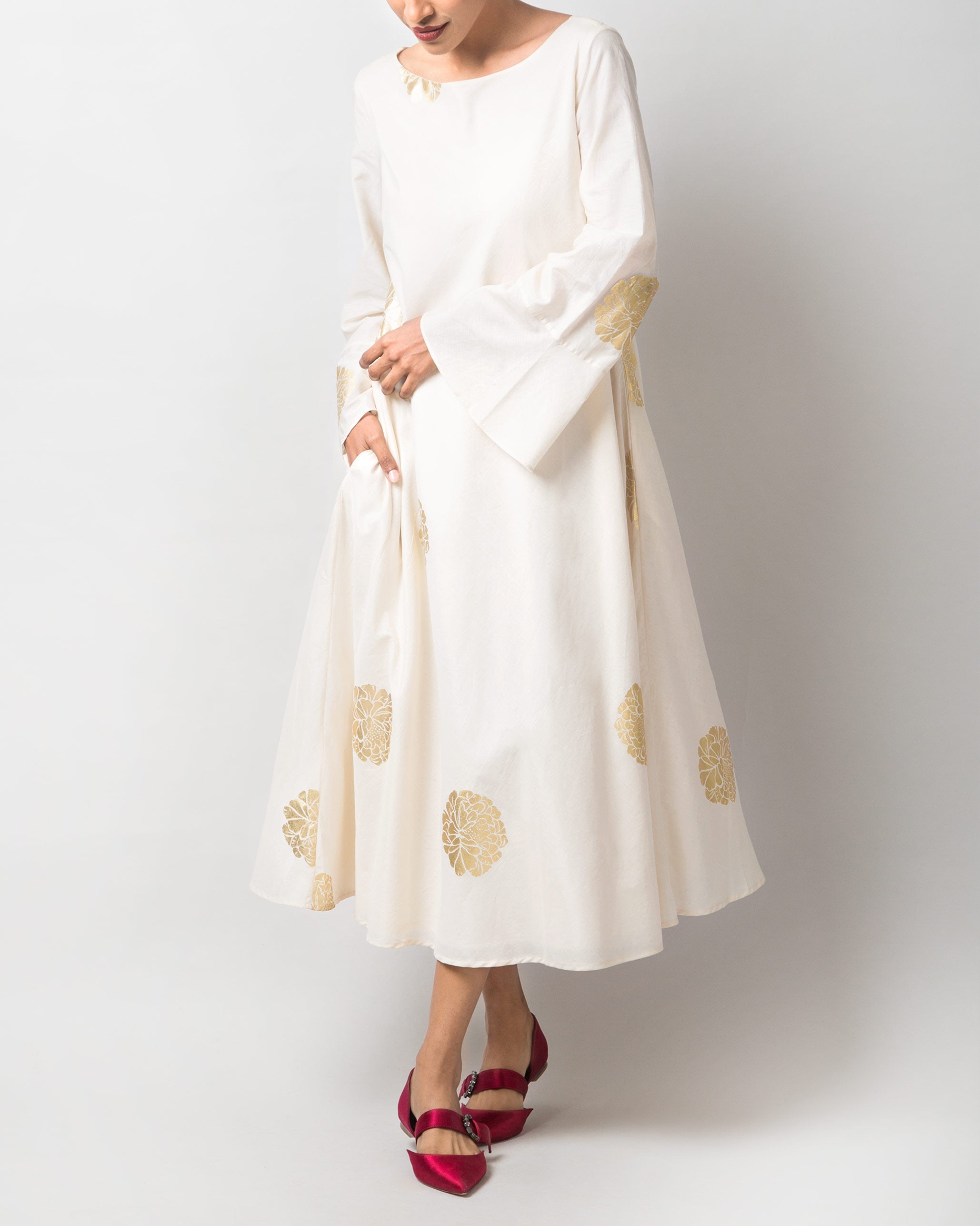 Boat Neck Kurta - Ivory