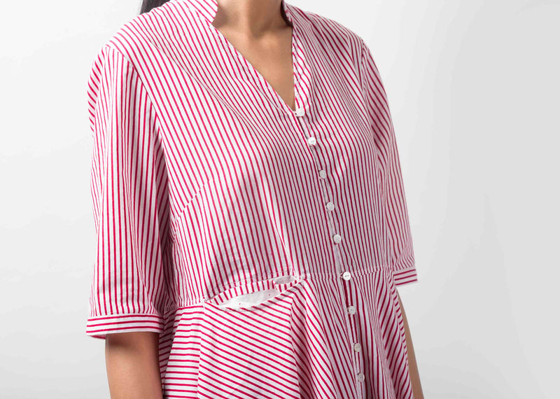 Akura Maxi Stripe Dress - Red & White