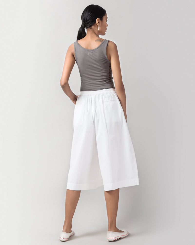 Front Pleat Pants - White