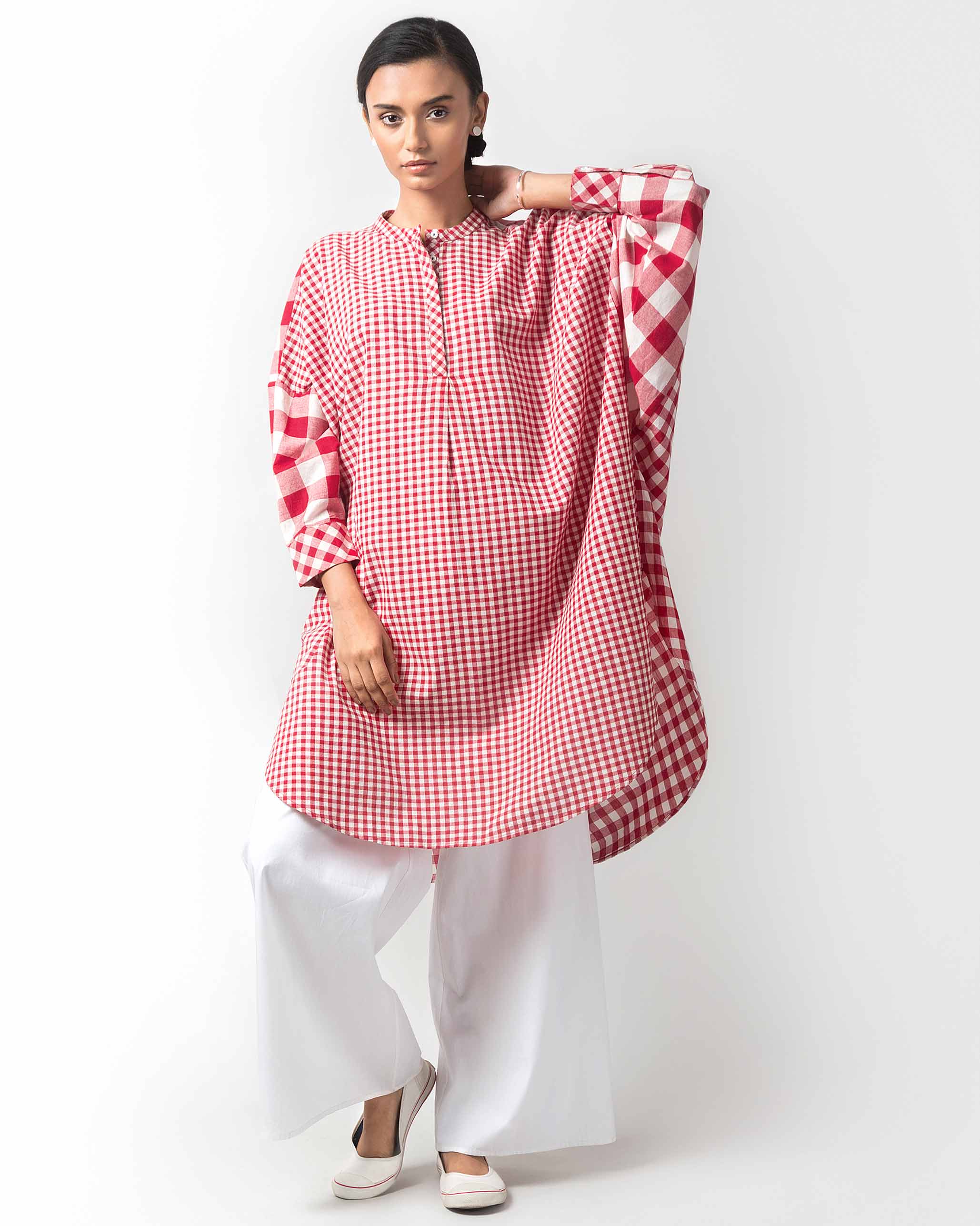 Lazy Sunday Tunic - Red Check