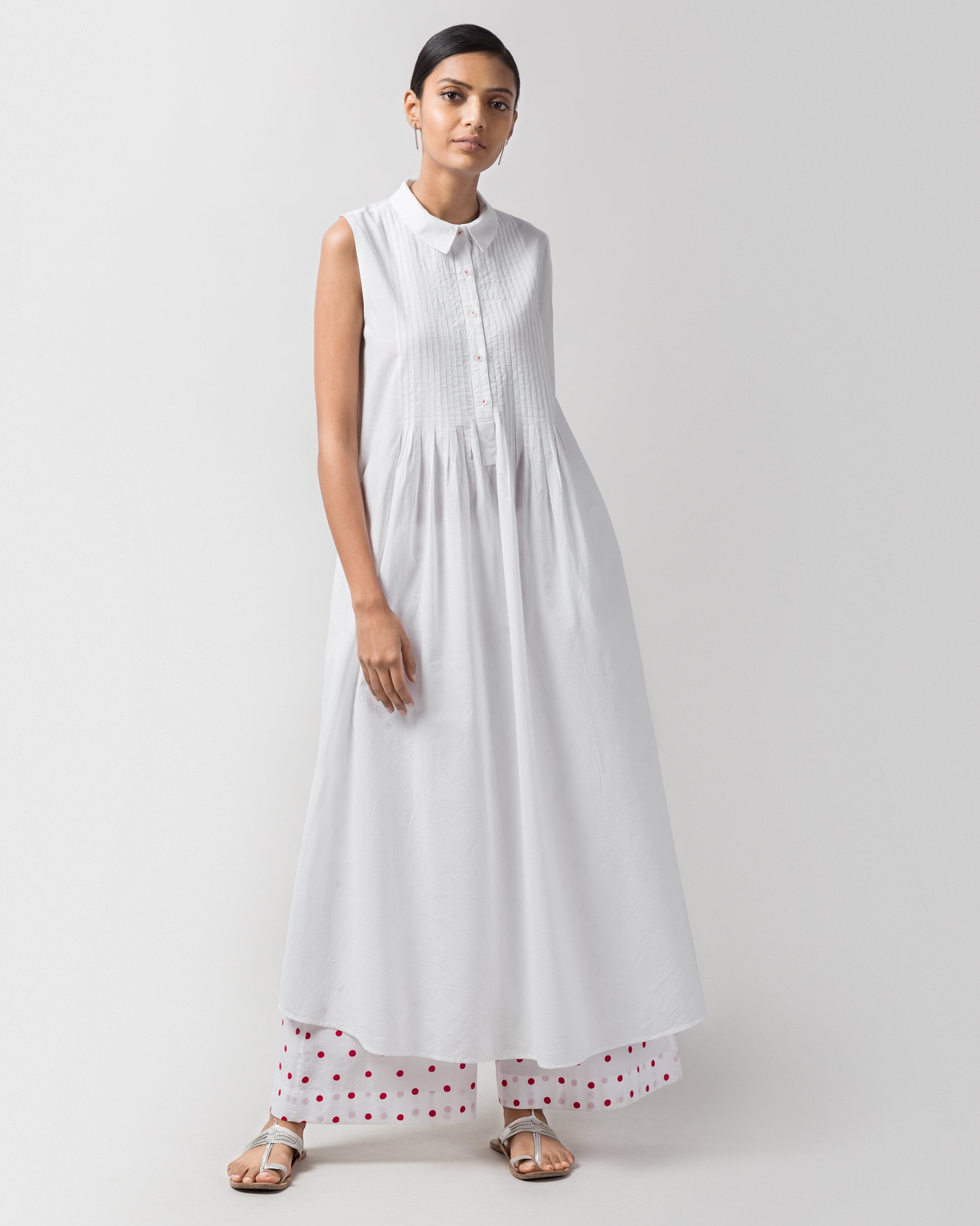 Basic Long Kurta - White