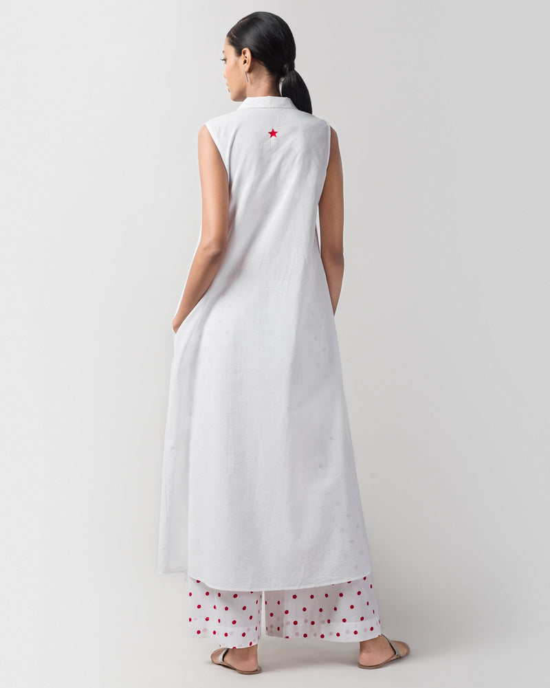 Basic Long Kurta - White