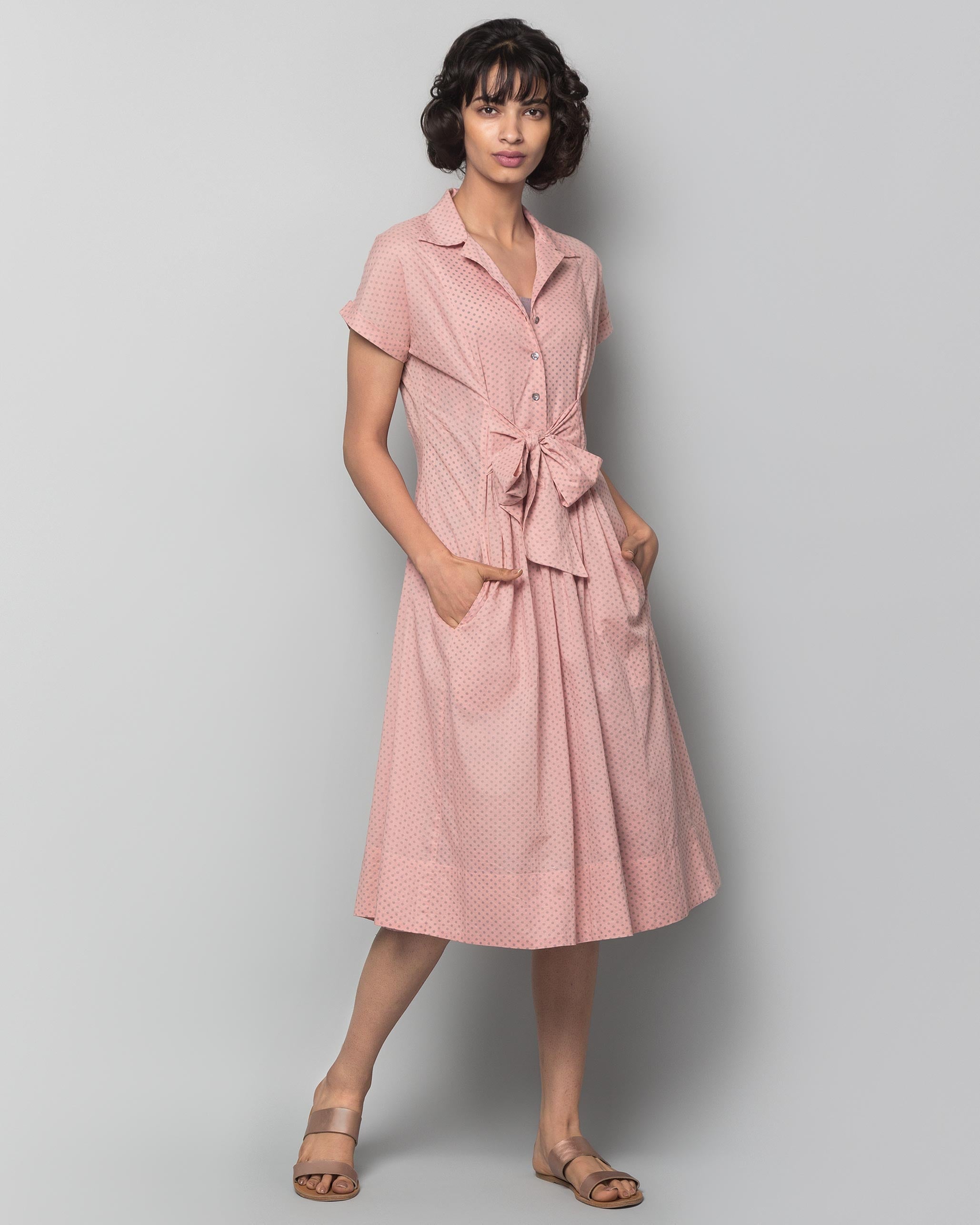 Cadeau Dotted Dress & Slip Set - Pink