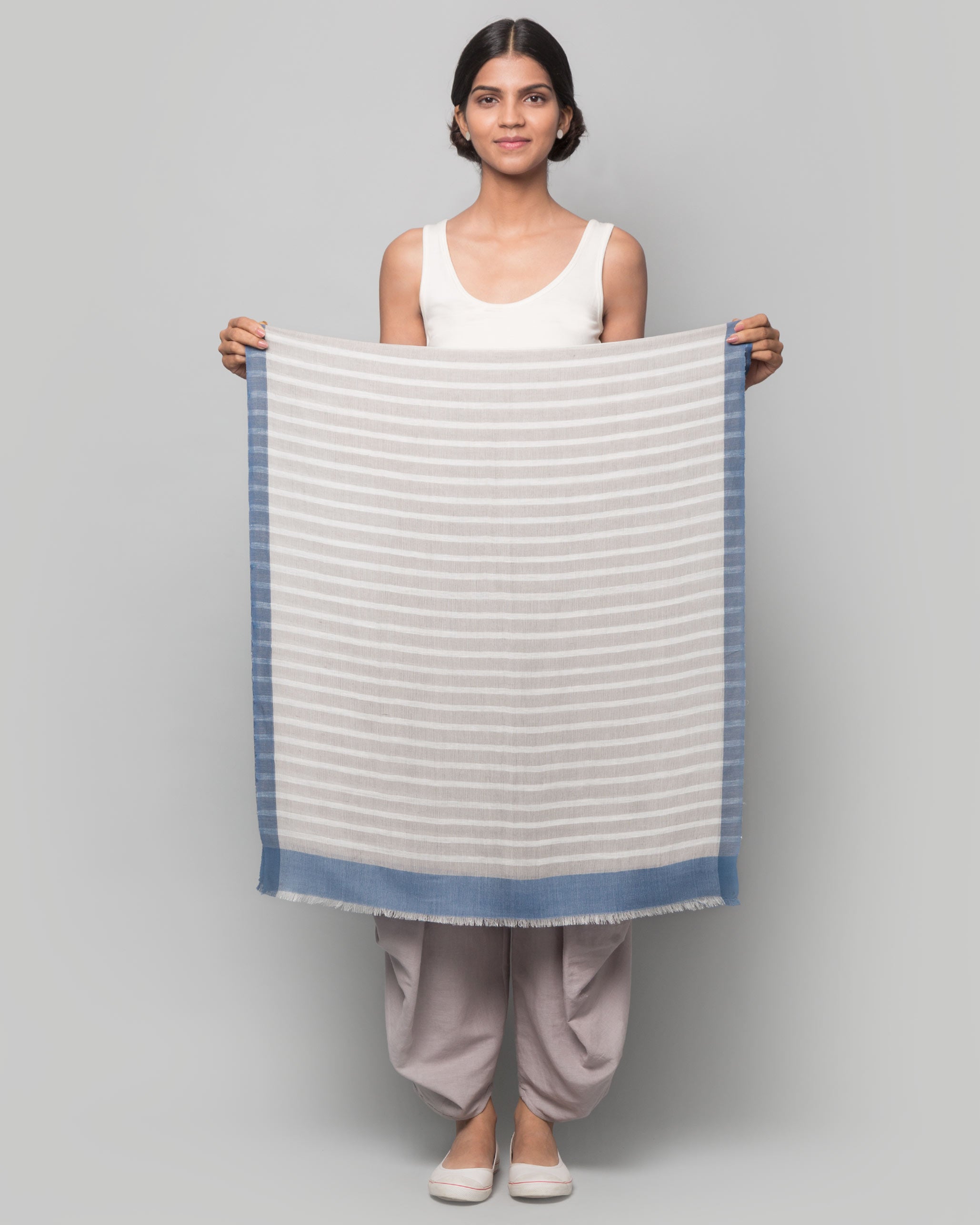 Set It Straight Scarf - Grey & Blue