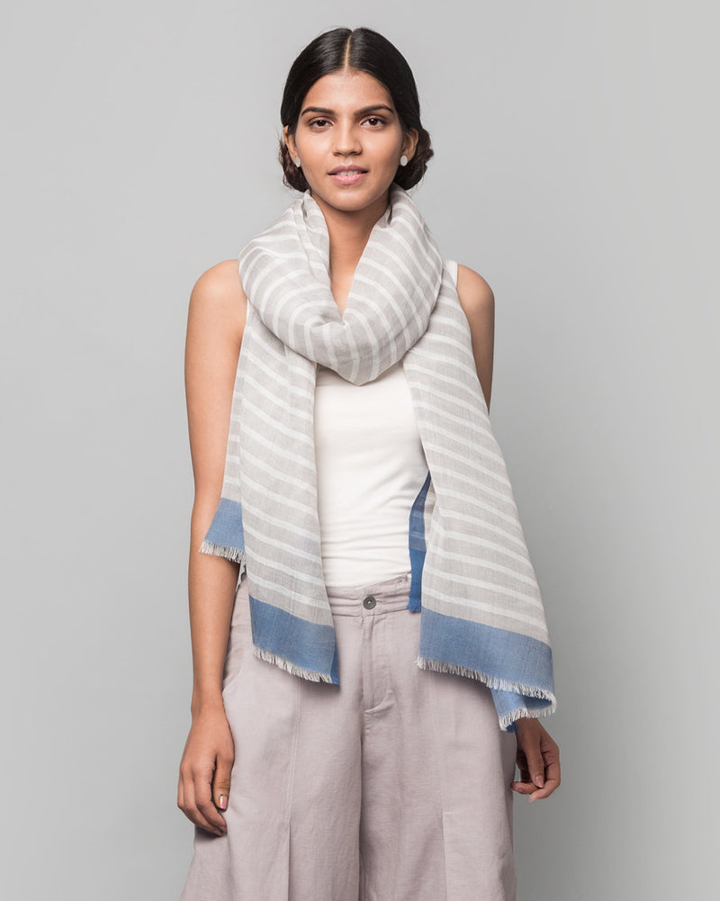 Set It Straight Scarf - Grey & Blue