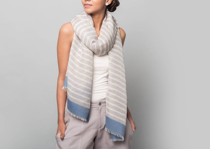 Set It Straight Scarf - Grey & Blue
