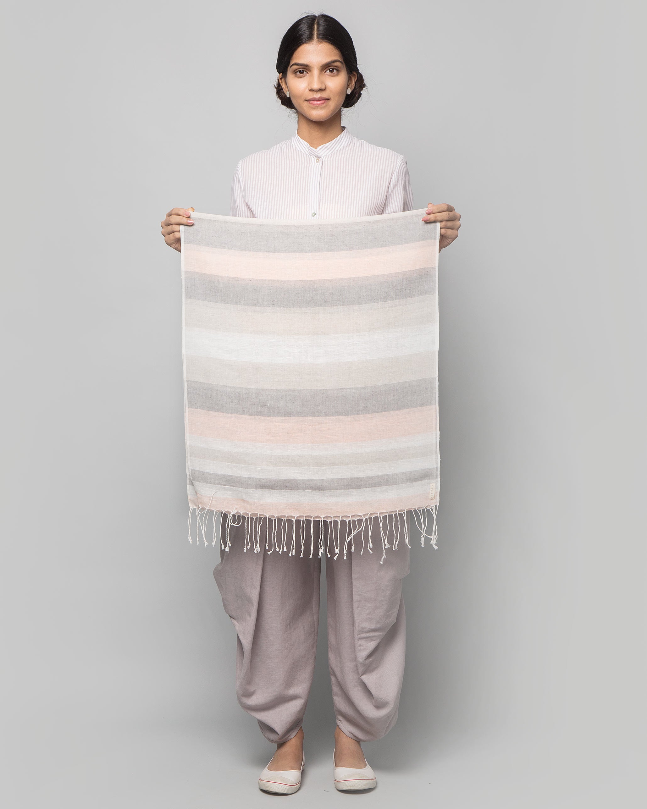 Set It Straight Scarf - Pink & Grey