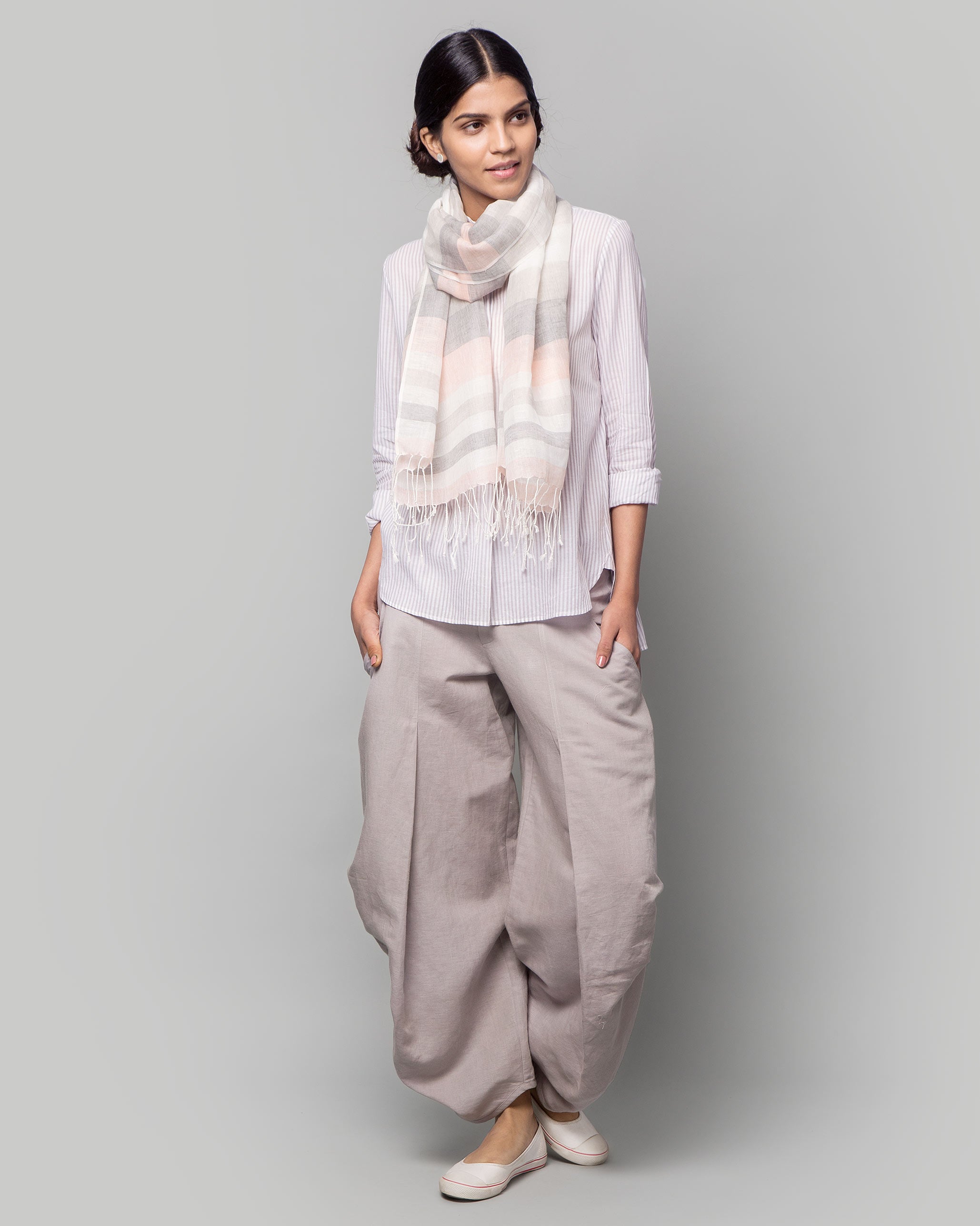 Set It Straight Scarf - Pink & Grey